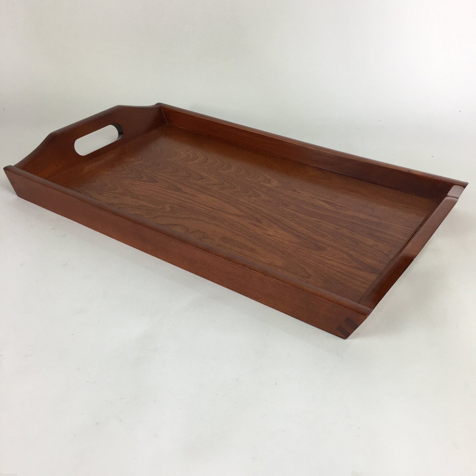 Japanese Lacquerware Tray Rectangle Vtg Large Obon Brown Shunkeinuri UR485