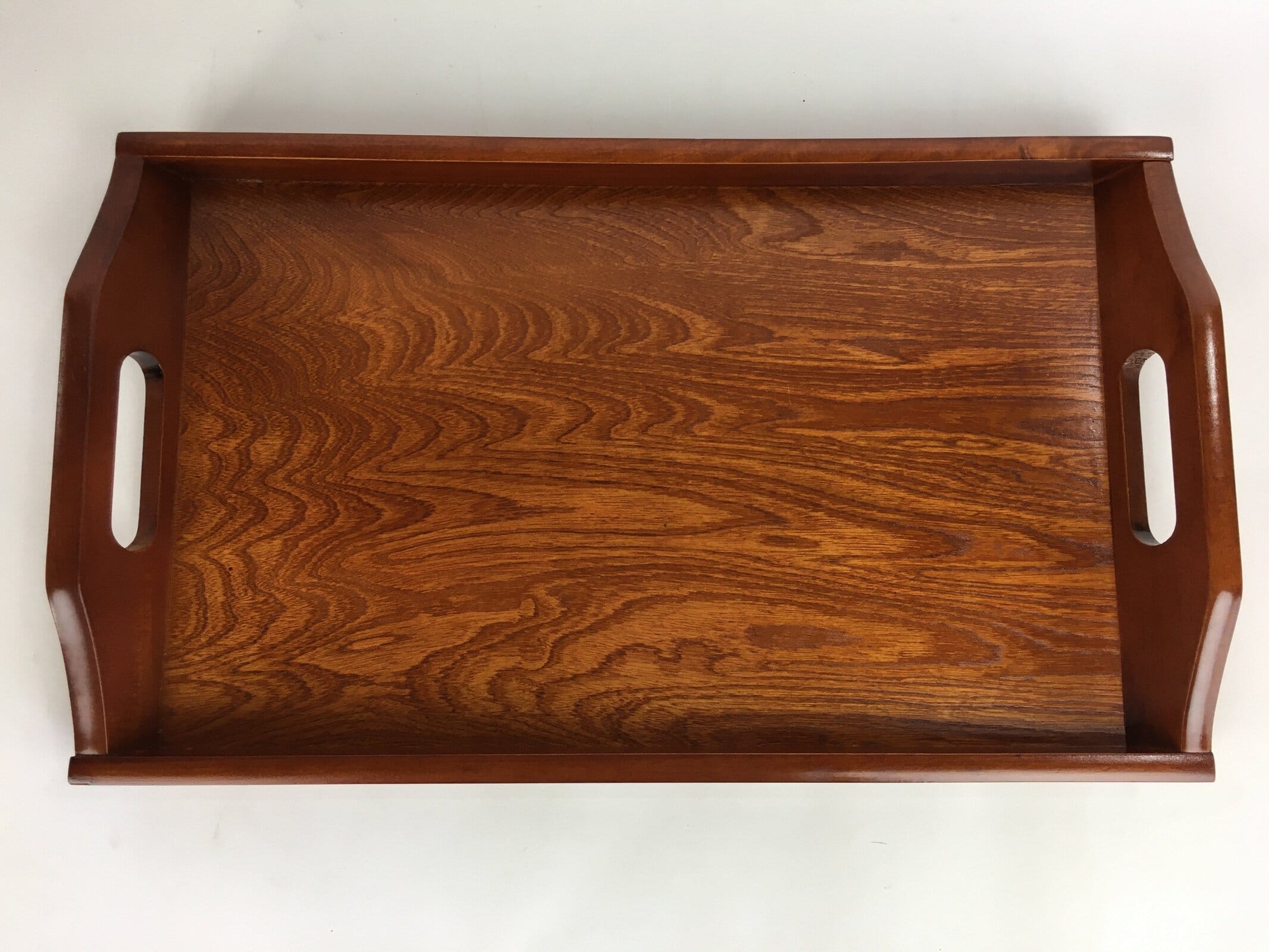 Japanese Lacquerware Tray Rectangle Vtg Large Obon Brown Shunkeinuri UR485