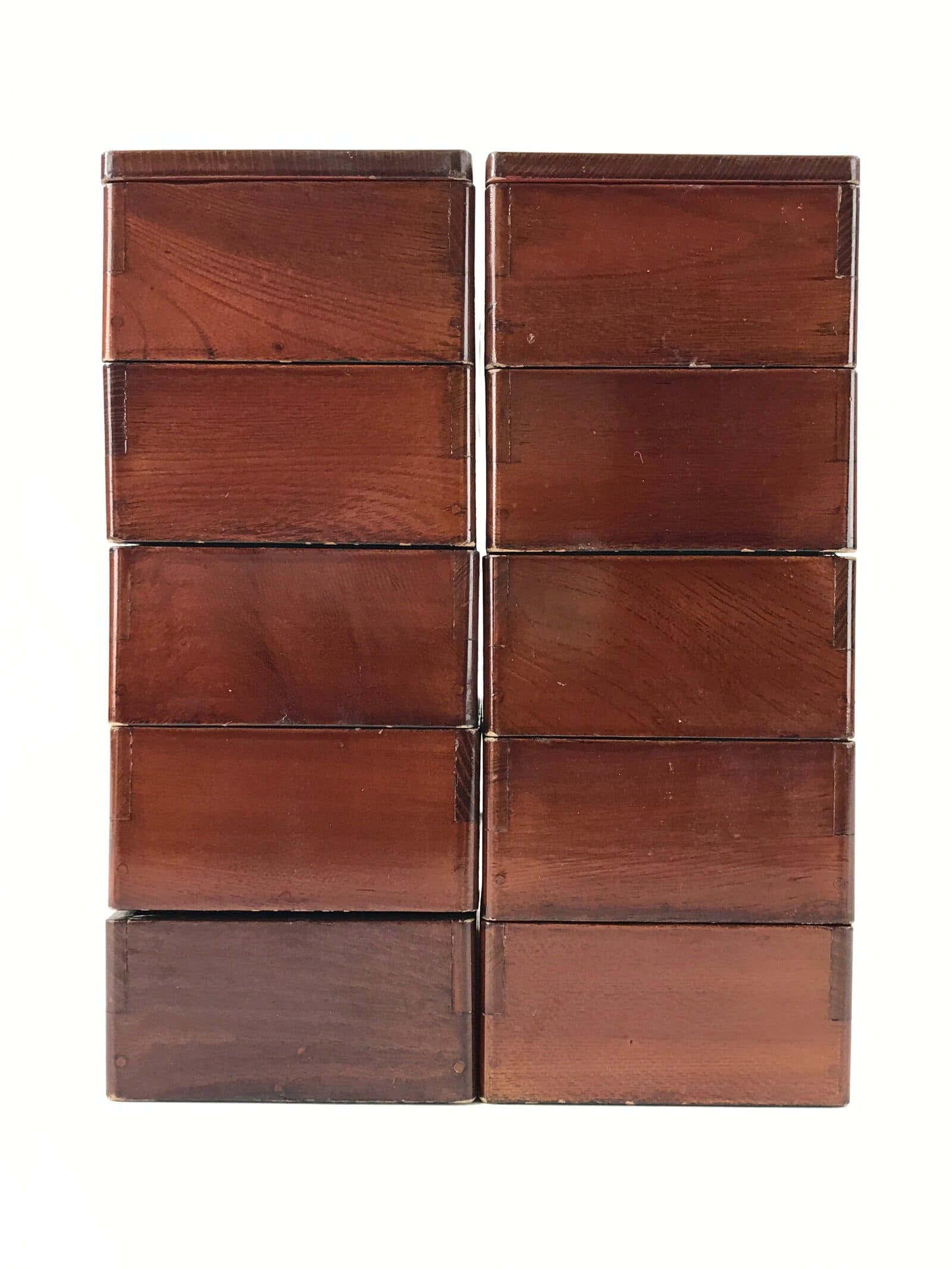 Japanese Lacquerware Two Bento Boxes 5 Tiers 2 Lids Vtg Wood Storage Box LWB62