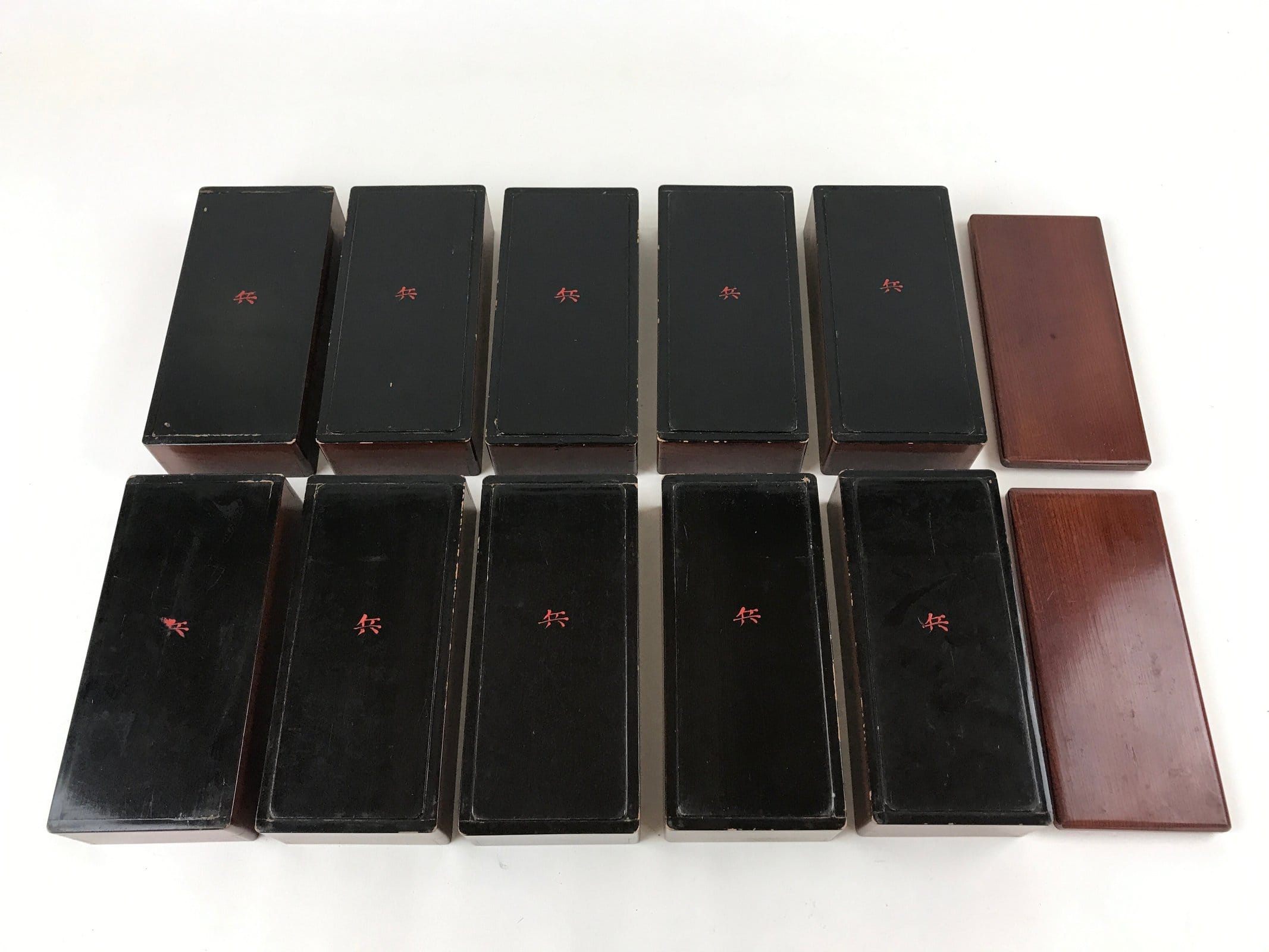 Japanese Lacquerware Two Bento Boxes 5 Tiers 2 Lids Vtg Wood Storage Box LWB62