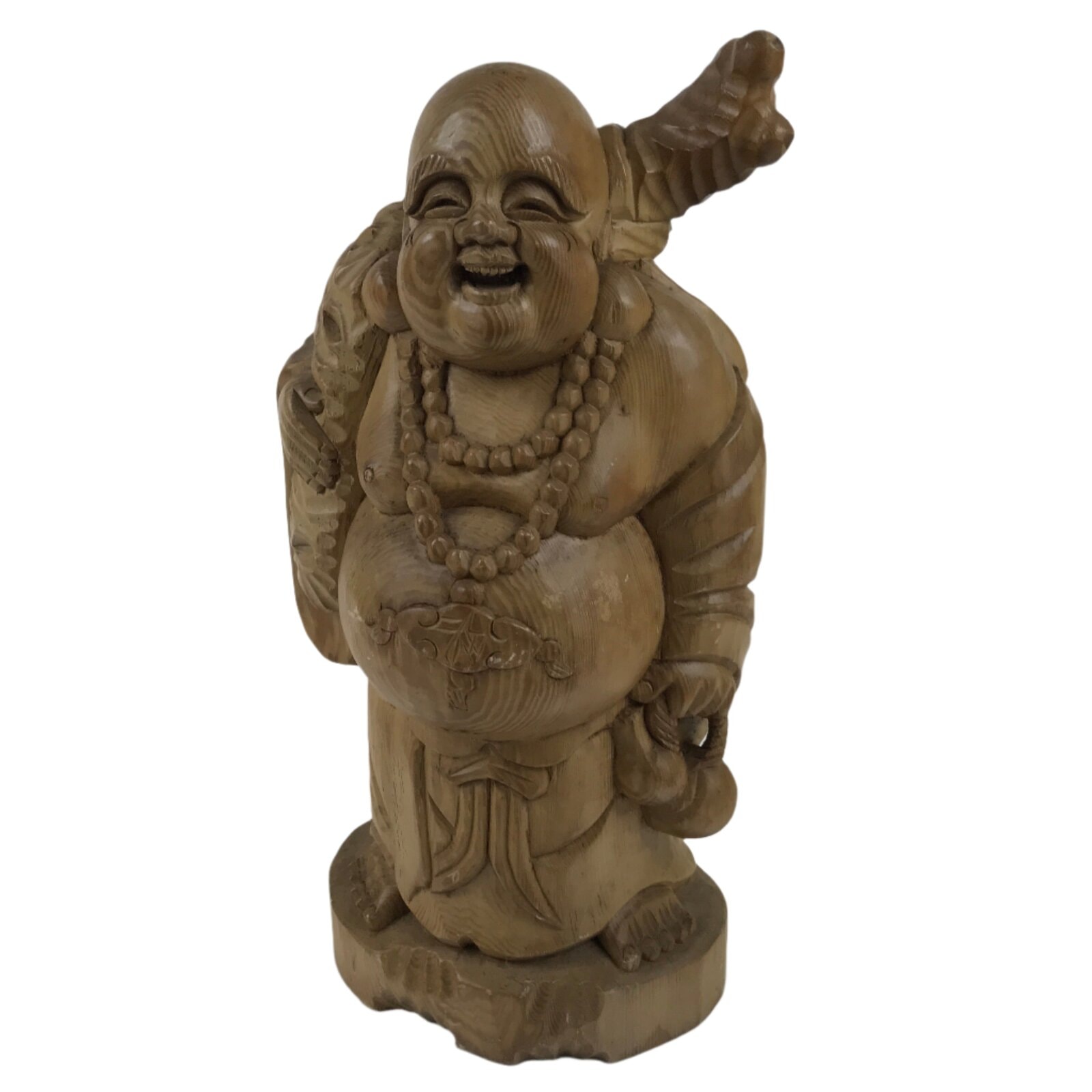 Japanese Large Wooden Hotei Statue 7 Lucky Gods Vtg Good Fortune Happiness ST46