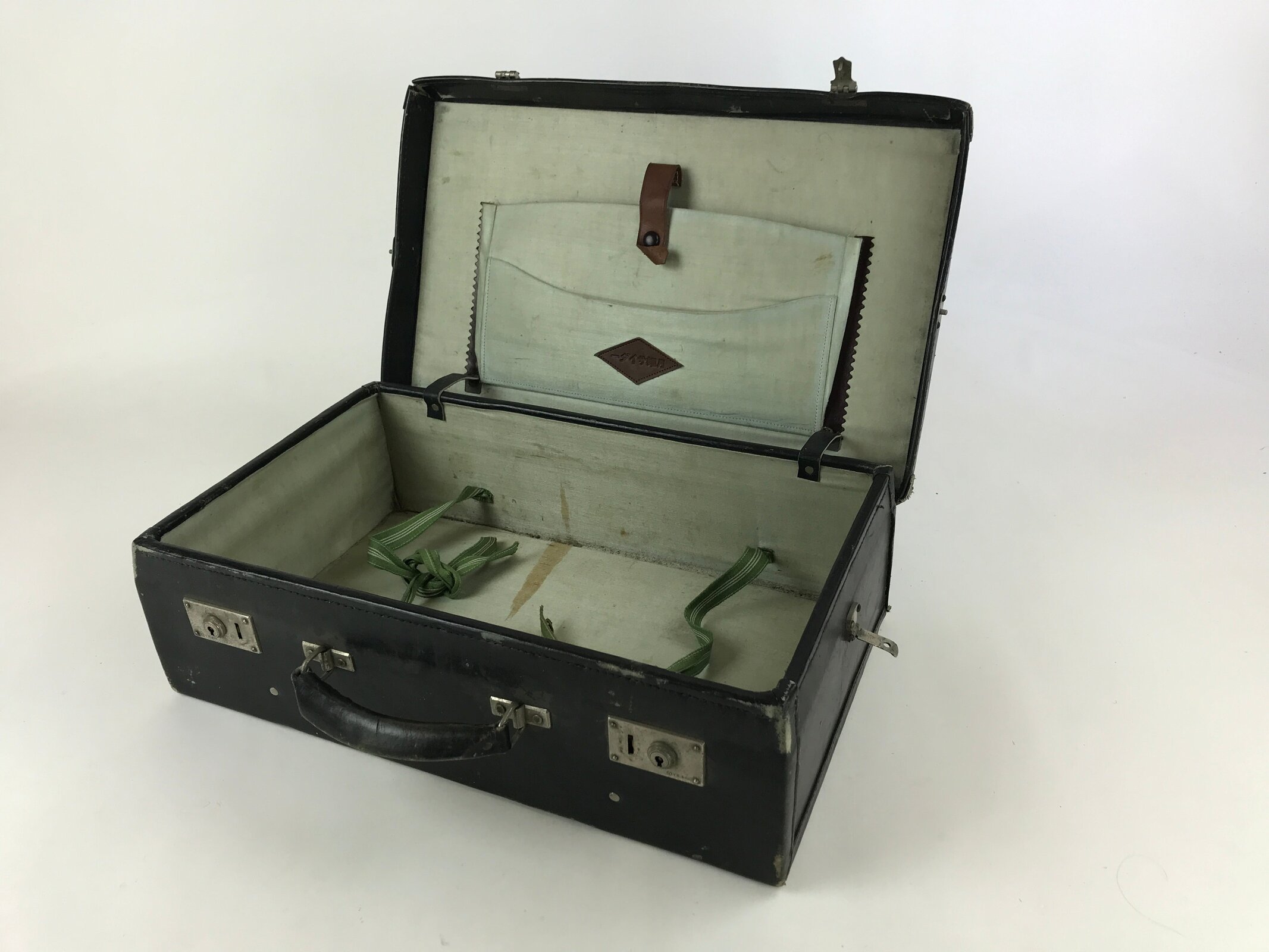 Japanese Leather Salesman Sample Case Tsukihime Cider Vtg Suitcase Black JK586