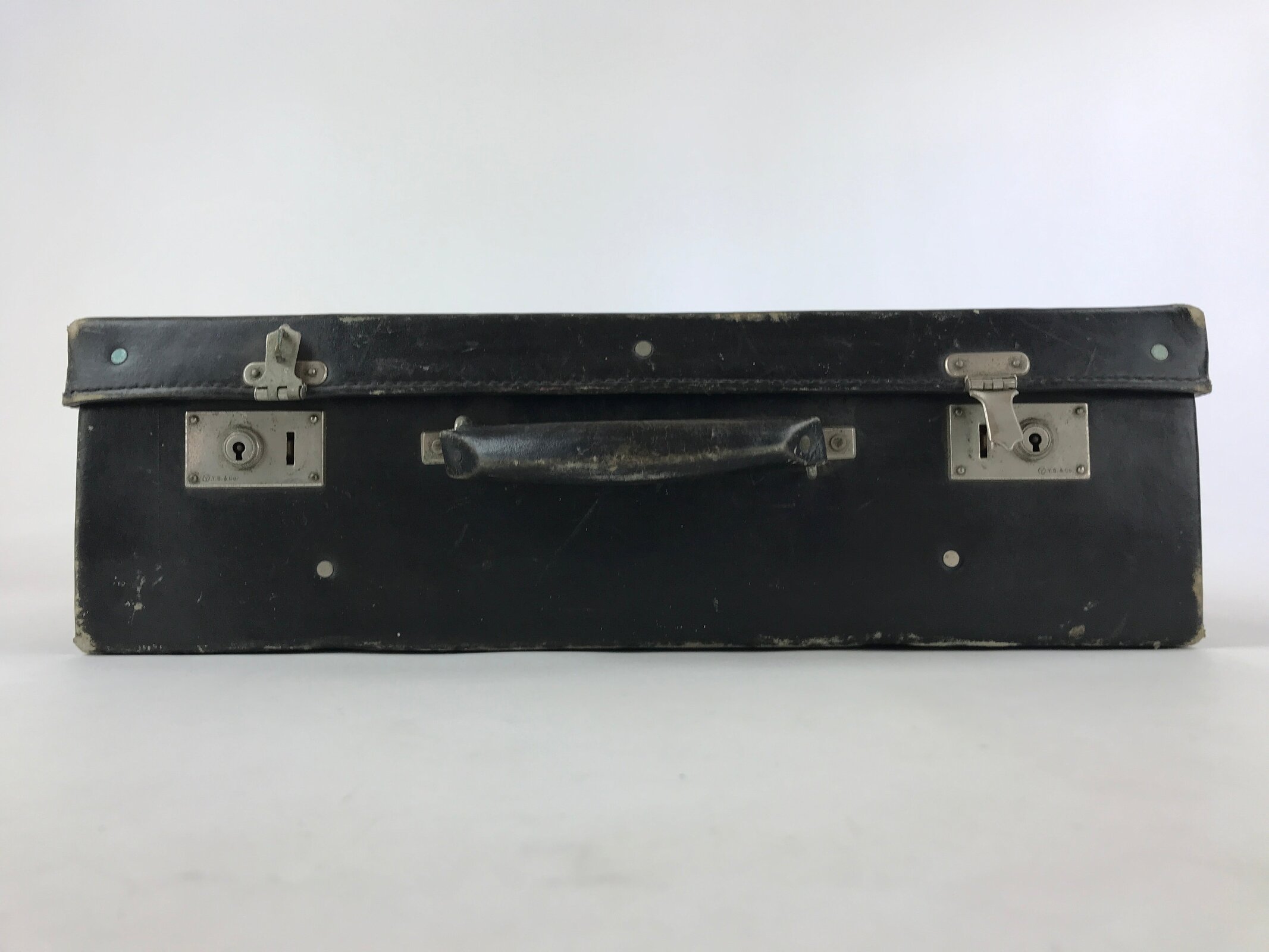 Japanese Leather Salesman Sample Case Tsukihime Cider Vtg Suitcase Black JK586