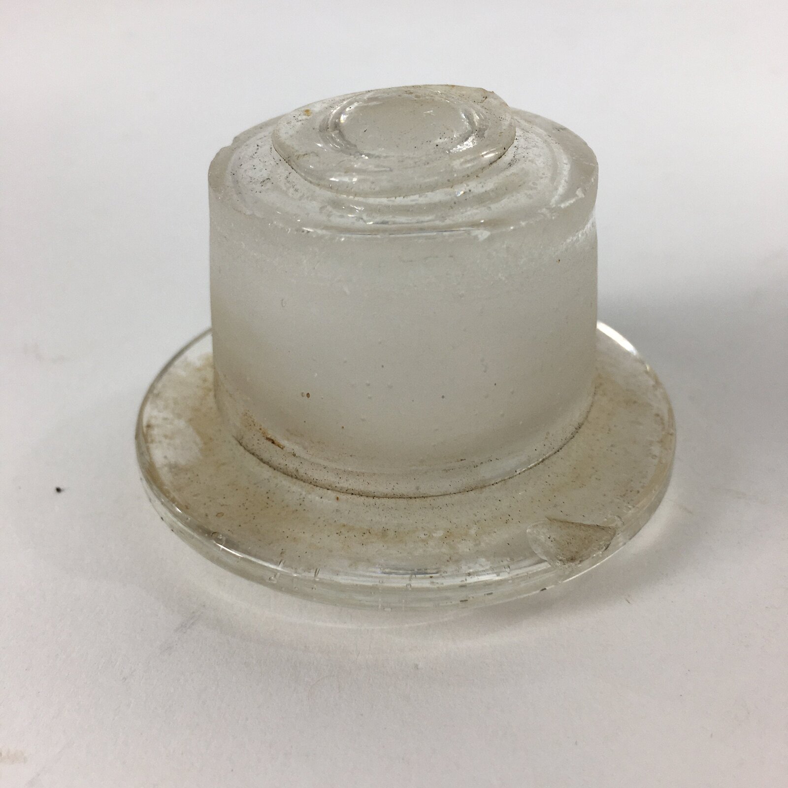 Japanese Lidded Glass Medicine Bottle Vtg Clear Color Glass 14.5 cm Vase MB18