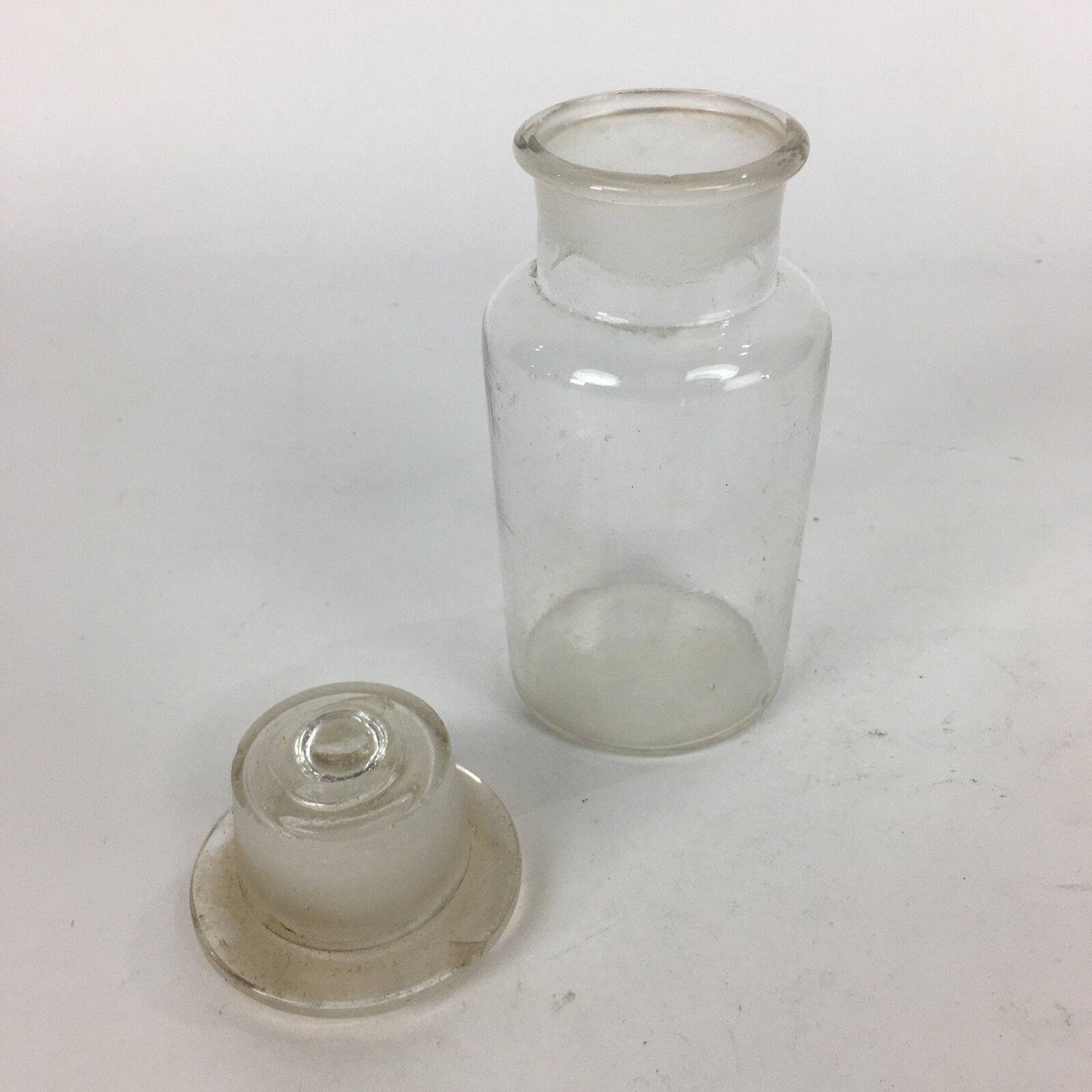 Japanese Lidded Glass Medicine Bottle Vtg Clear Color Glass 14.5 cm Vase MB18