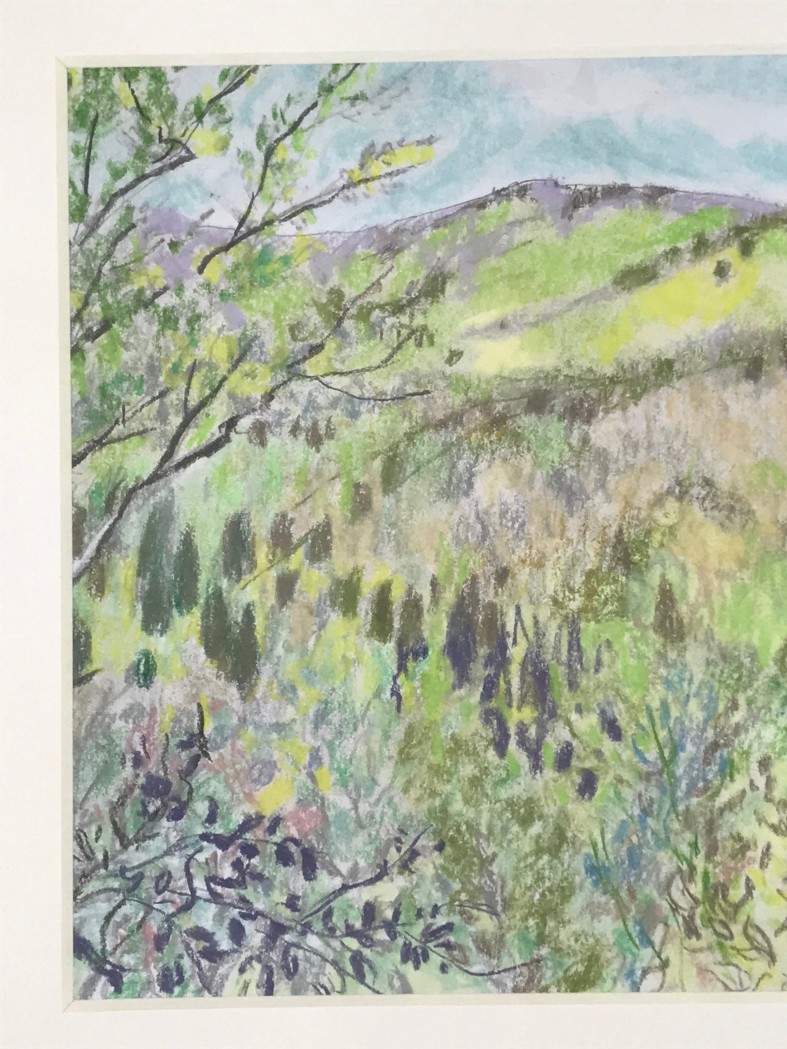 Japanese Lush Nature Landscape Pastel Drawing Art Signed Yoshihiro Hagino FL321