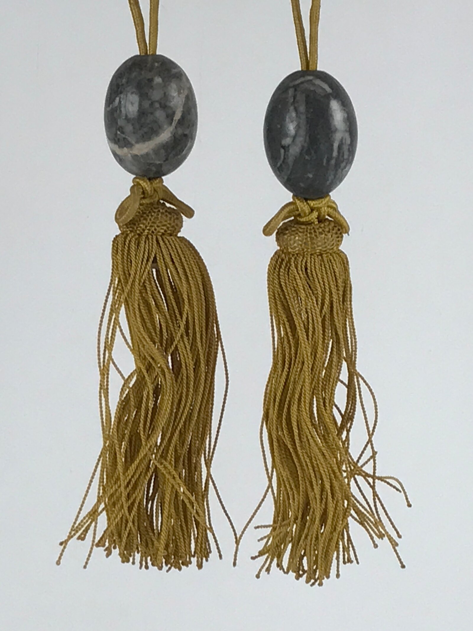 Japanese Marble Stone Hanging Scroll Weights Fuchin Kakejiku Gold Tassel FC332