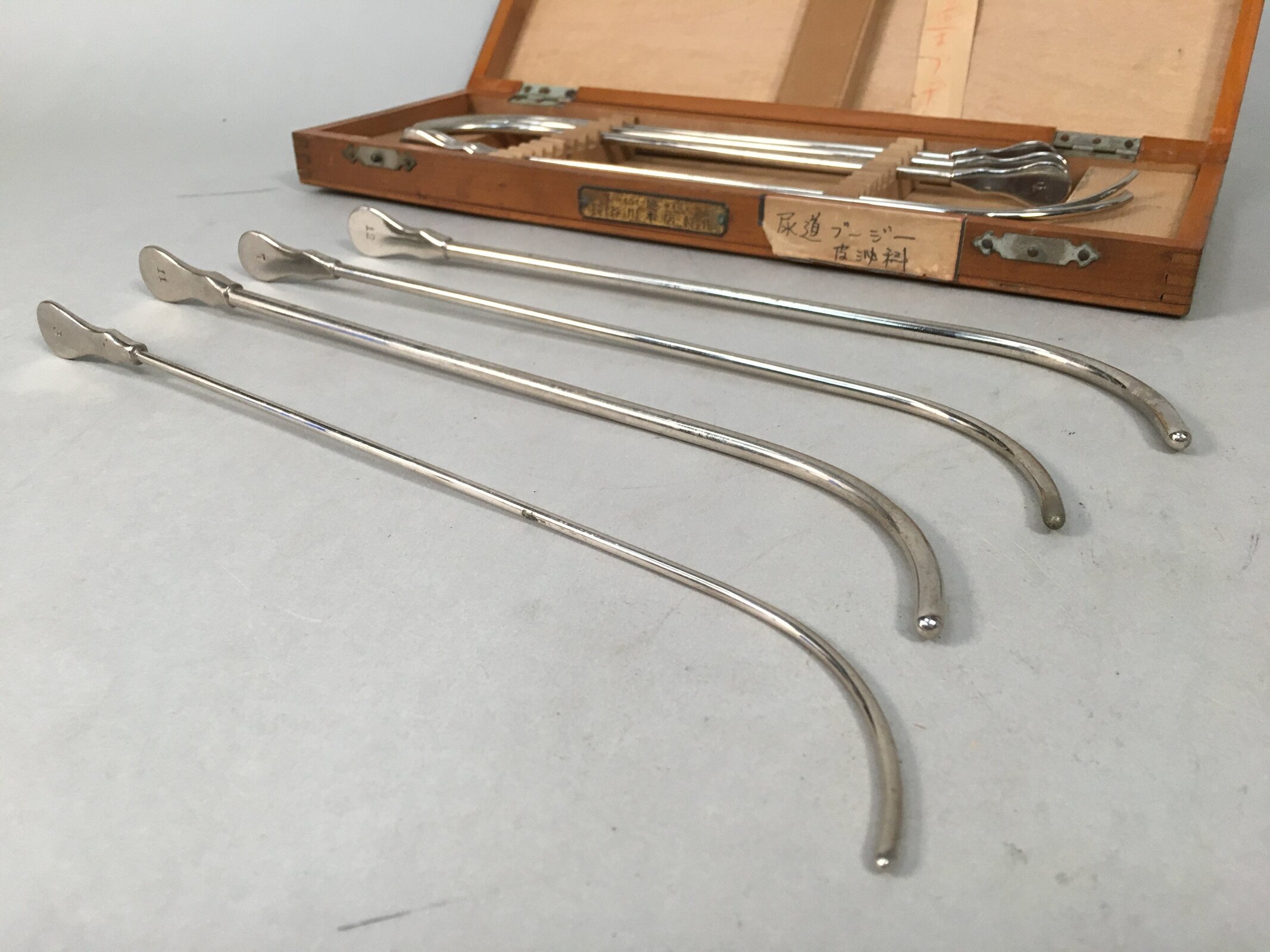 Japanese Medical Instrument Metal Urethral Bougie Set Vtg Boxed PX527