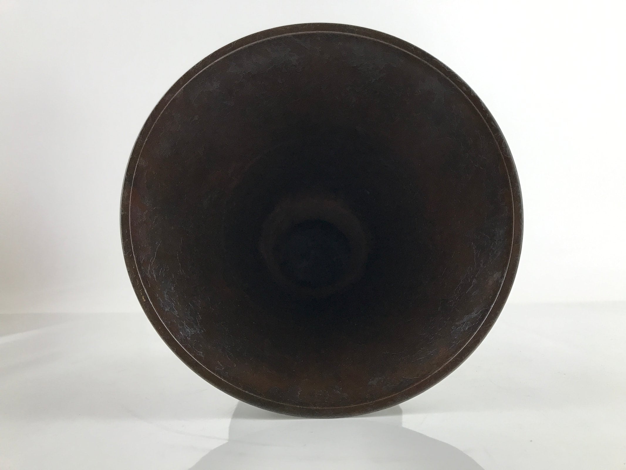 Japanese Metal Bronze Flower Vase Vtg Ikebana Kabin Brown Elephant FK154