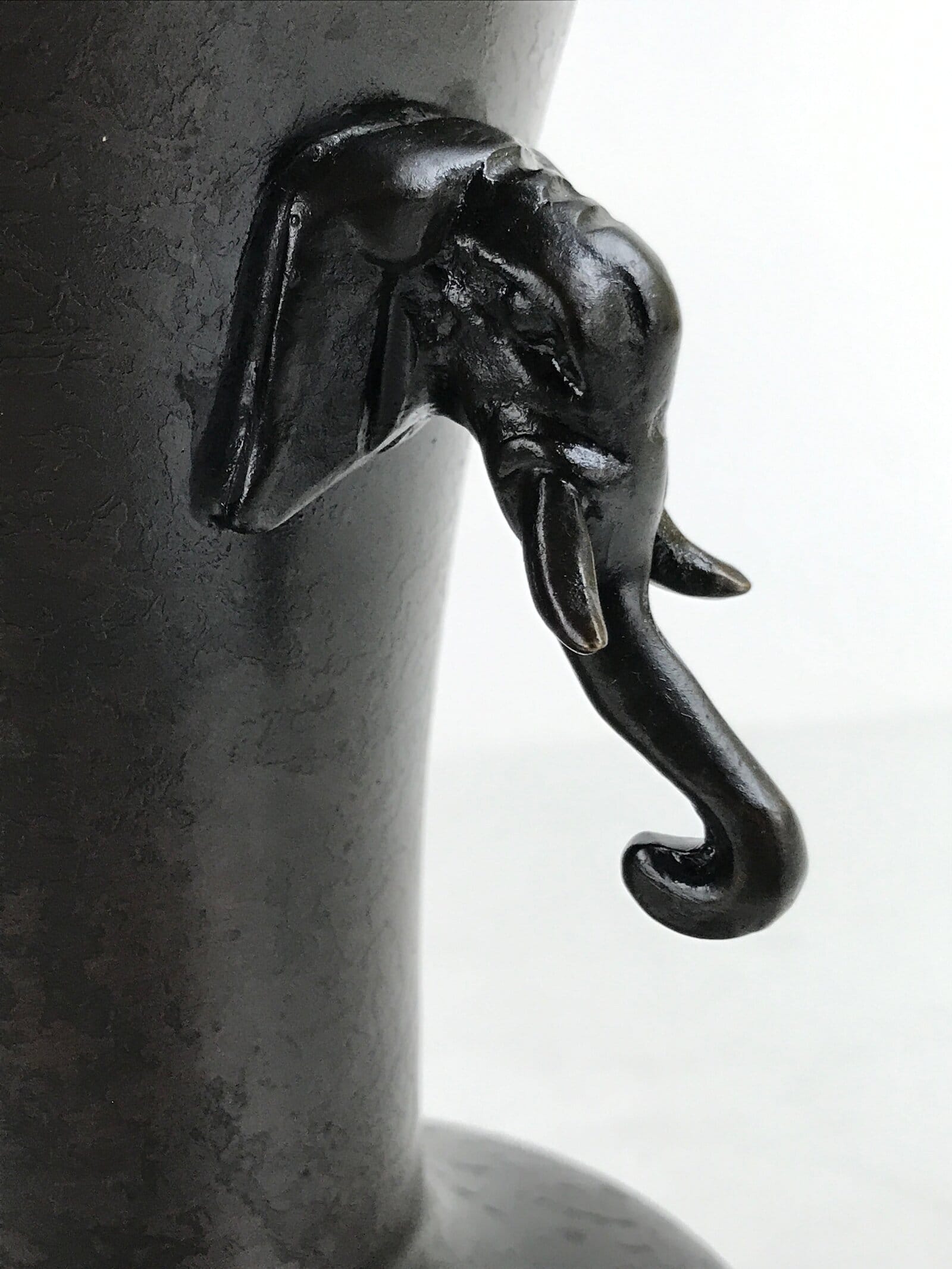 Japanese Metal Bronze Flower Vase Vtg Ikebana Kabin Brown Elephant FK154