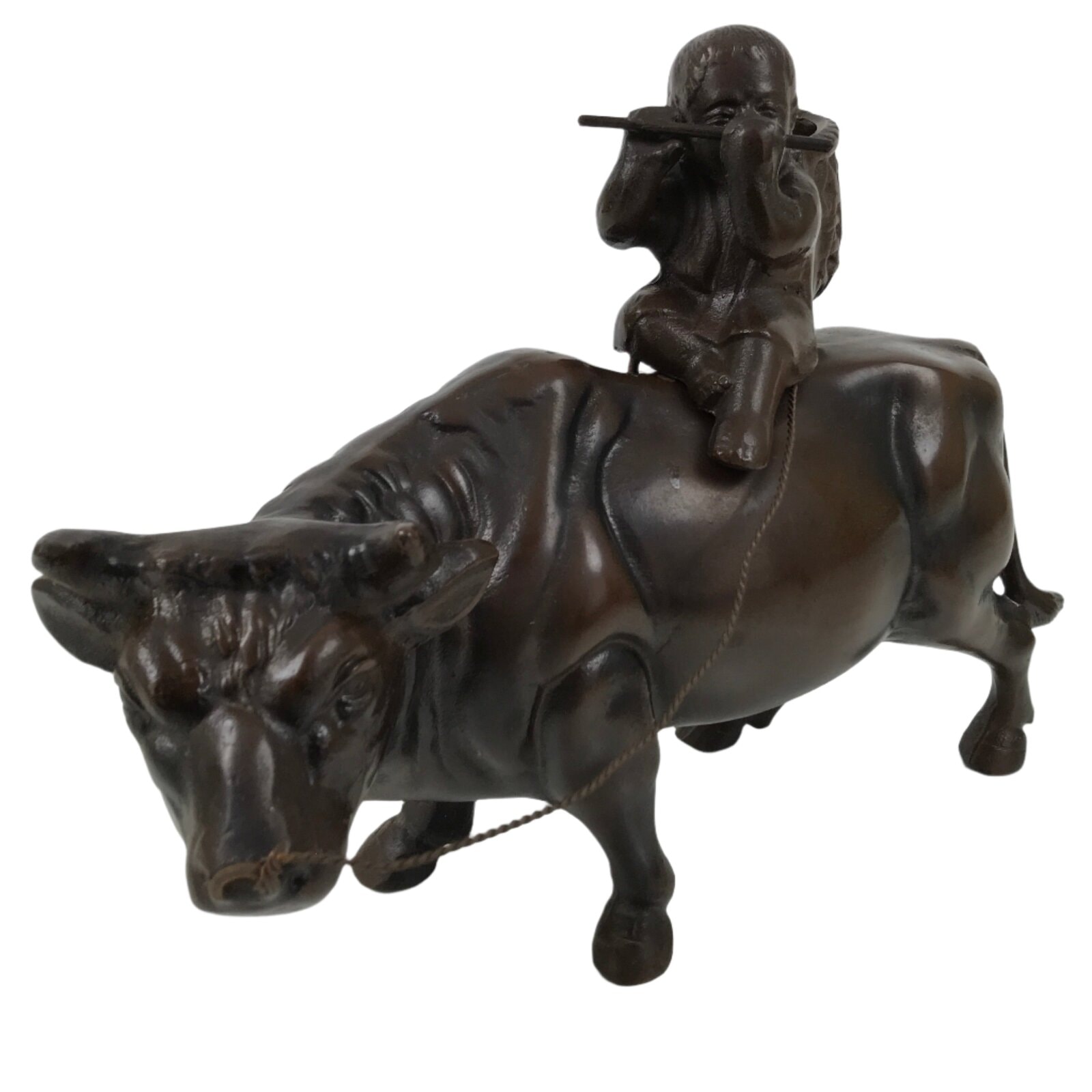 Japanese Metal Cow Statue Vtg Zodiac Symbol Zen Ornament Okimono Ushi Ox ST63