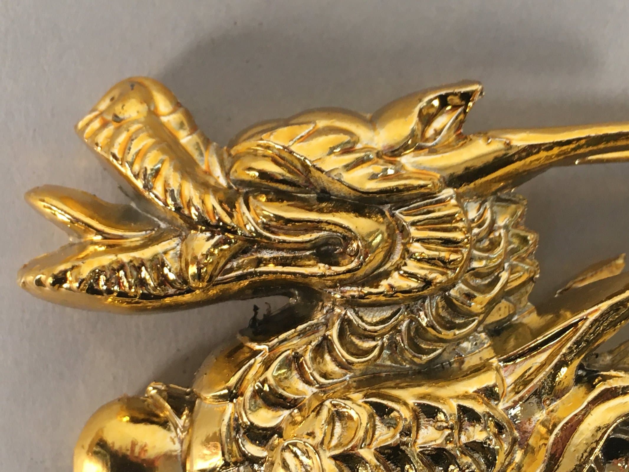 Japanese Metal Dragon Ornament Vtg Gold Figurine Display JK118