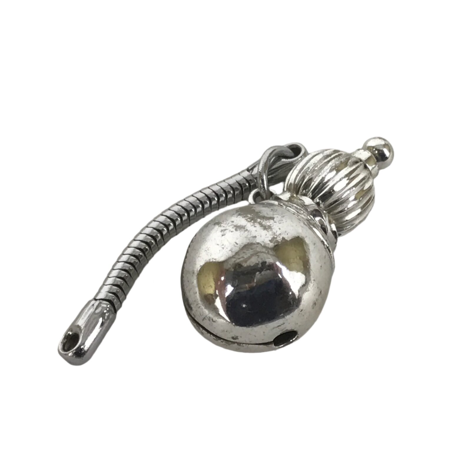 Japanese Metal Hyotan Gourd Bell Keychain Phone Strap Chain Amulet Silver JK876