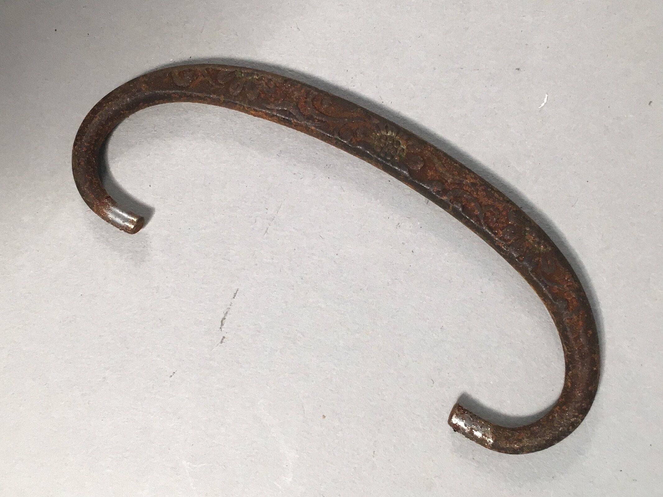 Japanese Metal Parts Chest Tansu Vtg Iron Handle 5pc Set Floral Relief JK151