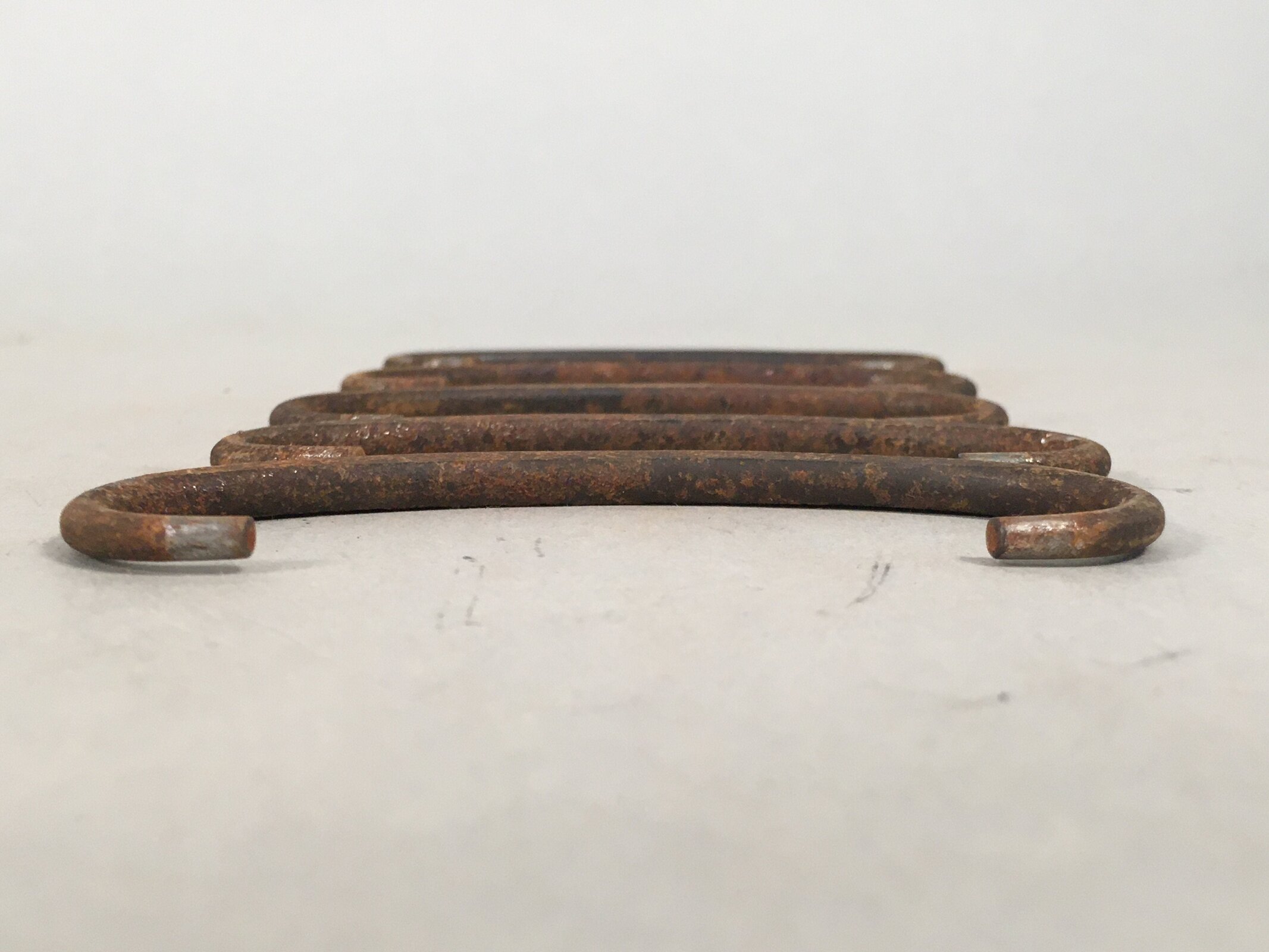 Japanese Metal Parts Chest Tansu Vtg Iron Handle 5pc Set Floral Relief JK151