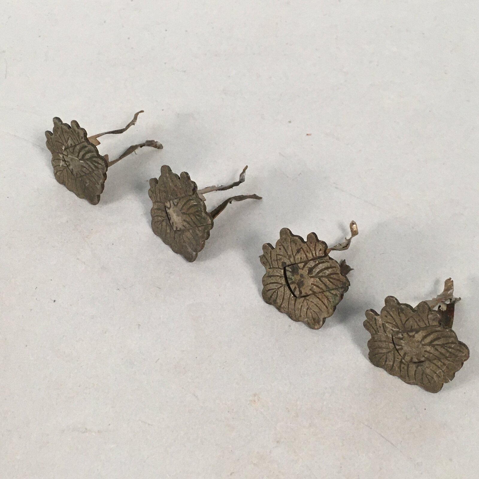 Japanese Metal Parts Chest Tansu Vtg Iron Keyhole Cover 4pc Set JK154