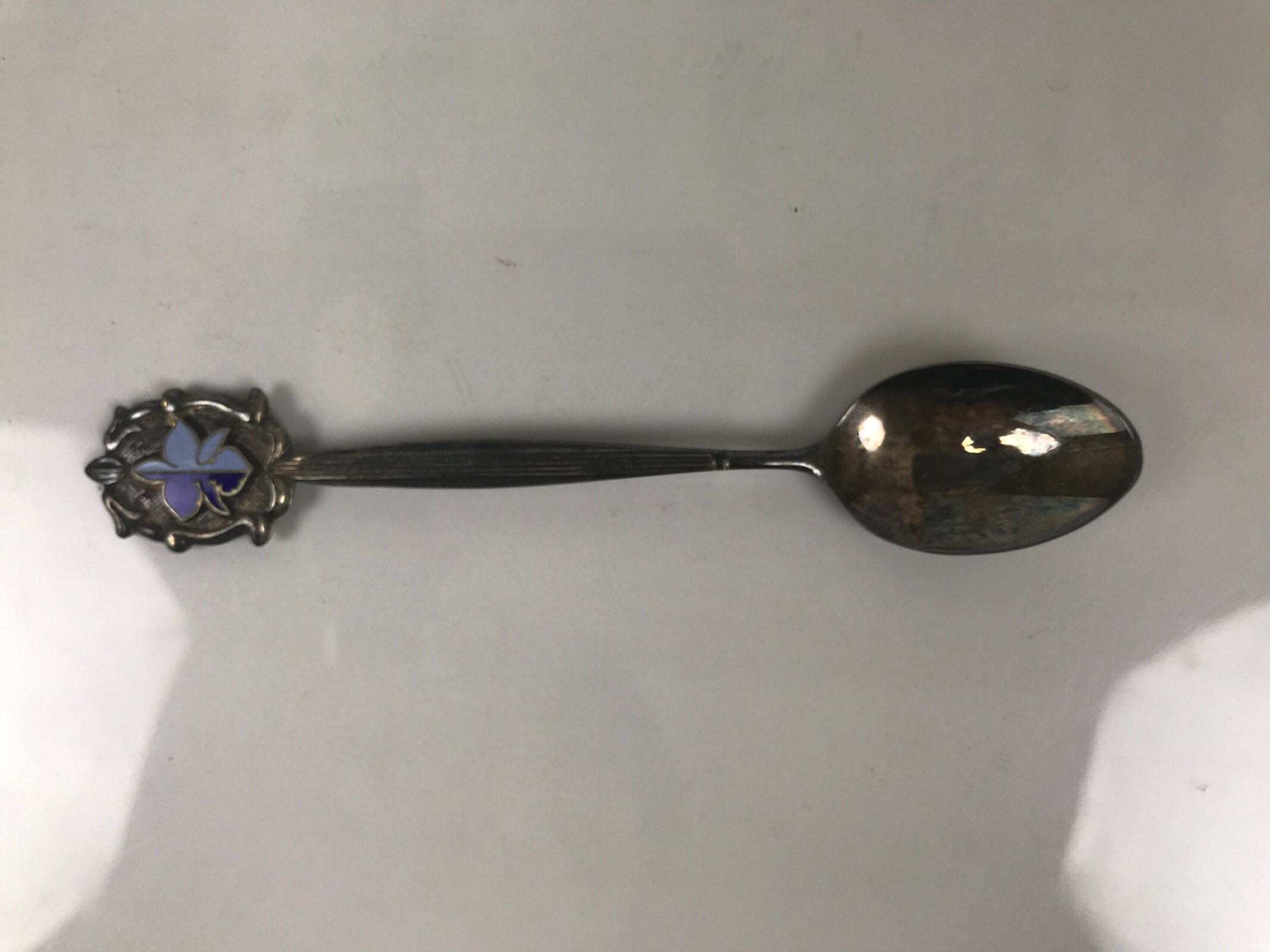 Japanese Metal Spoon Vtg Teaspoon Small Coffee Silver Emblem Paper Box JK929