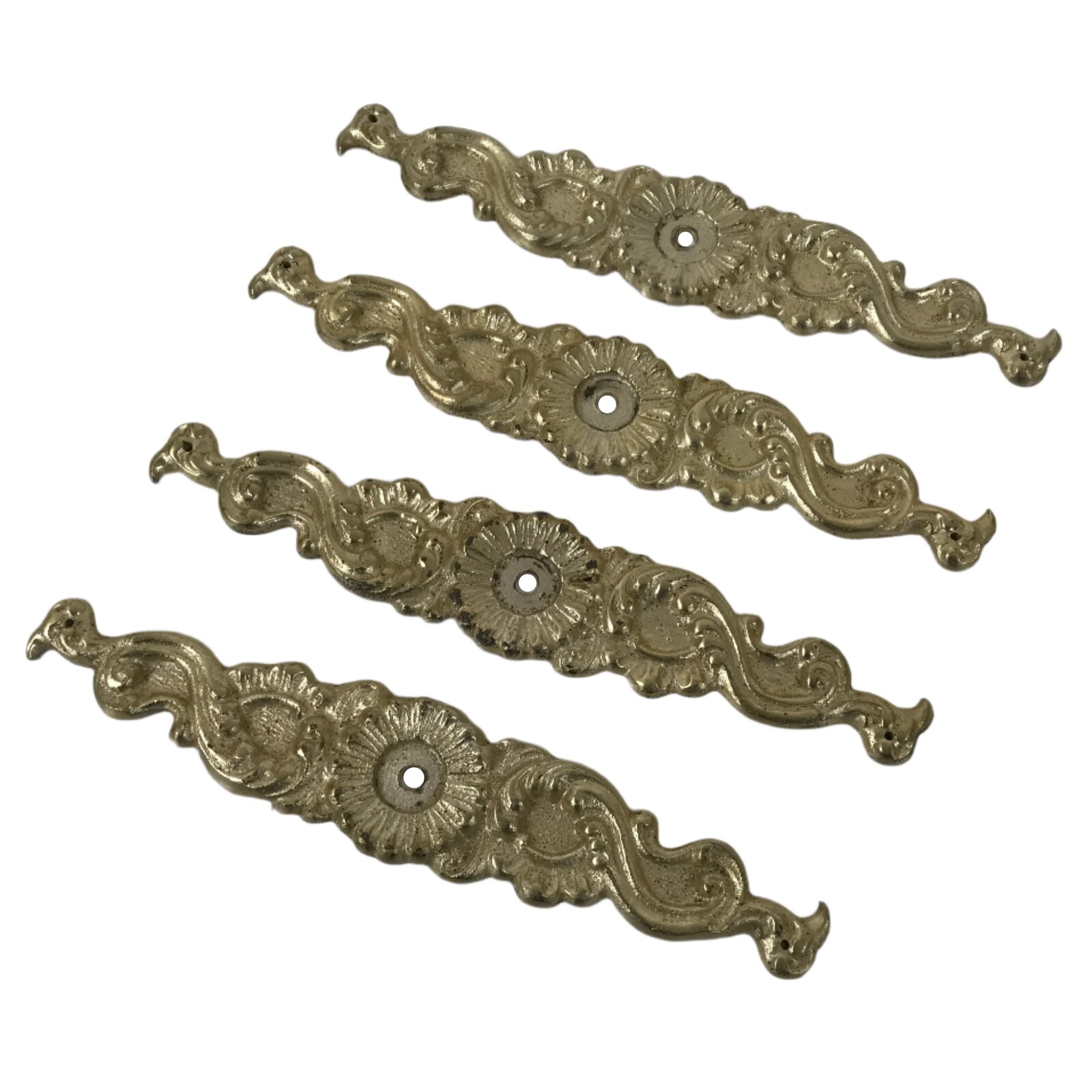 Japanese Metal Tansu Knob Backplate Drawer Cabinet Sentoku 4pc Hardware JK901