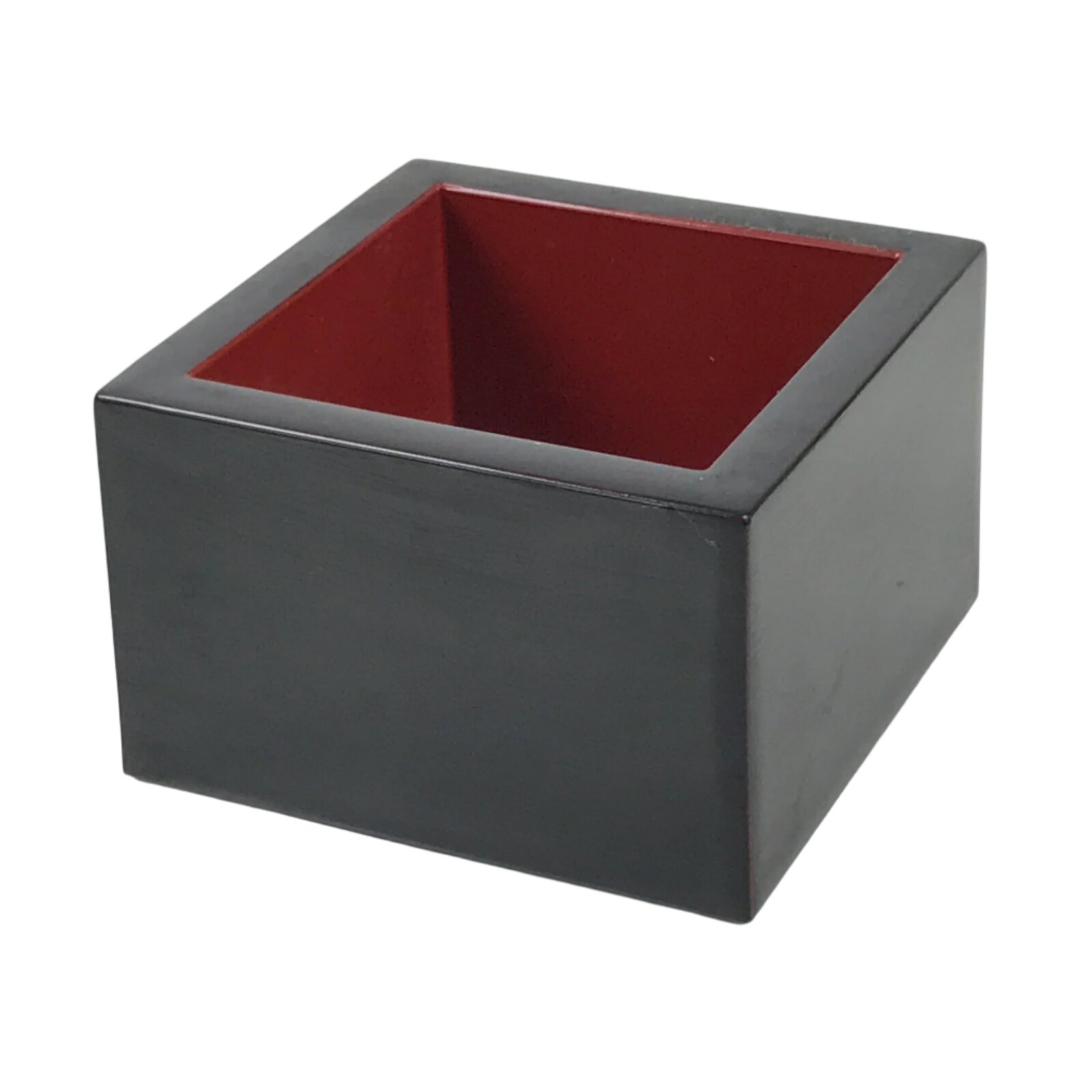 Japanese Miniature Measuring Cup Vtg Masu Lacquer Replica Sake Black Red L485