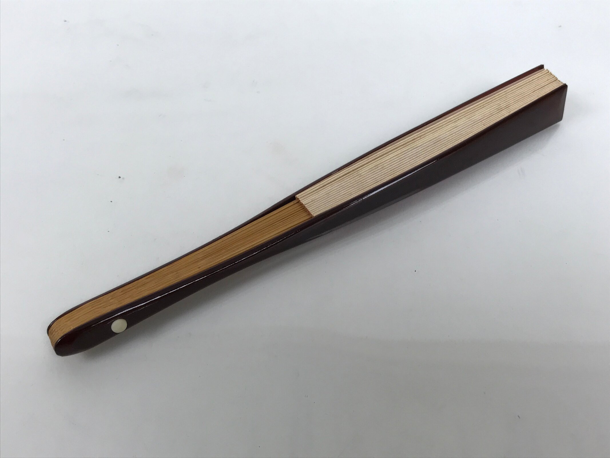 Japanese Miniature Paper Folding Fan Sensu Bamboo Frame Boar Inoshishi Red 4D968