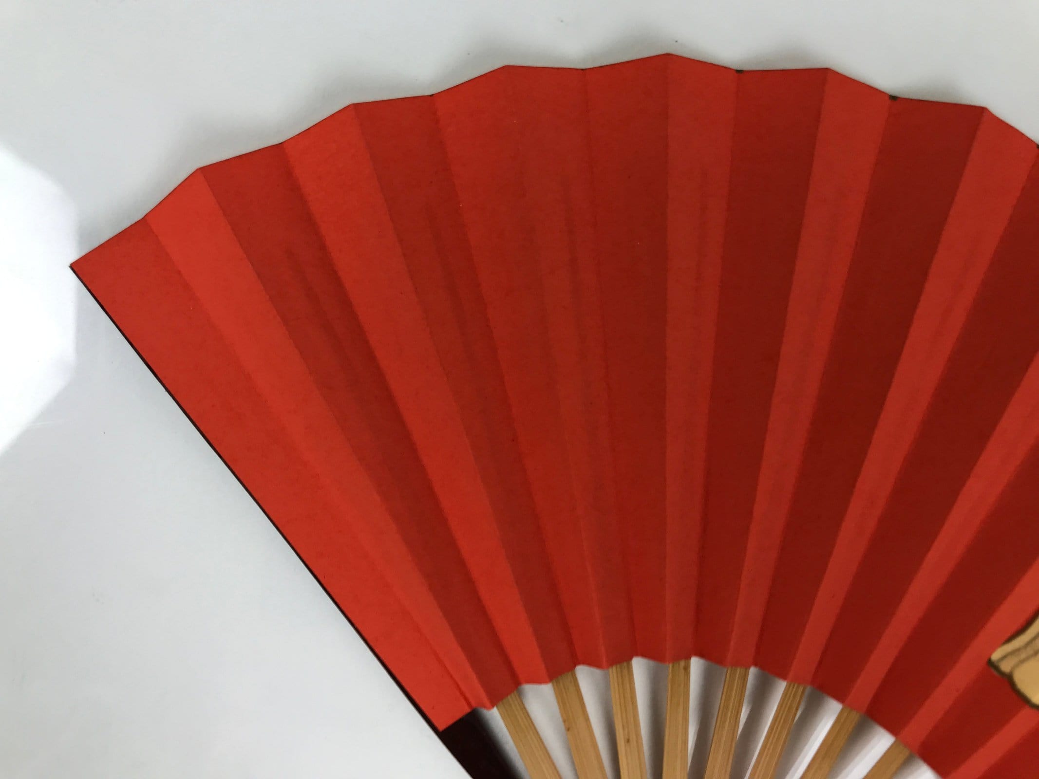 Japanese Miniature Paper Folding Fan Sensu Bamboo Frame Boar Inoshishi Red 4D968