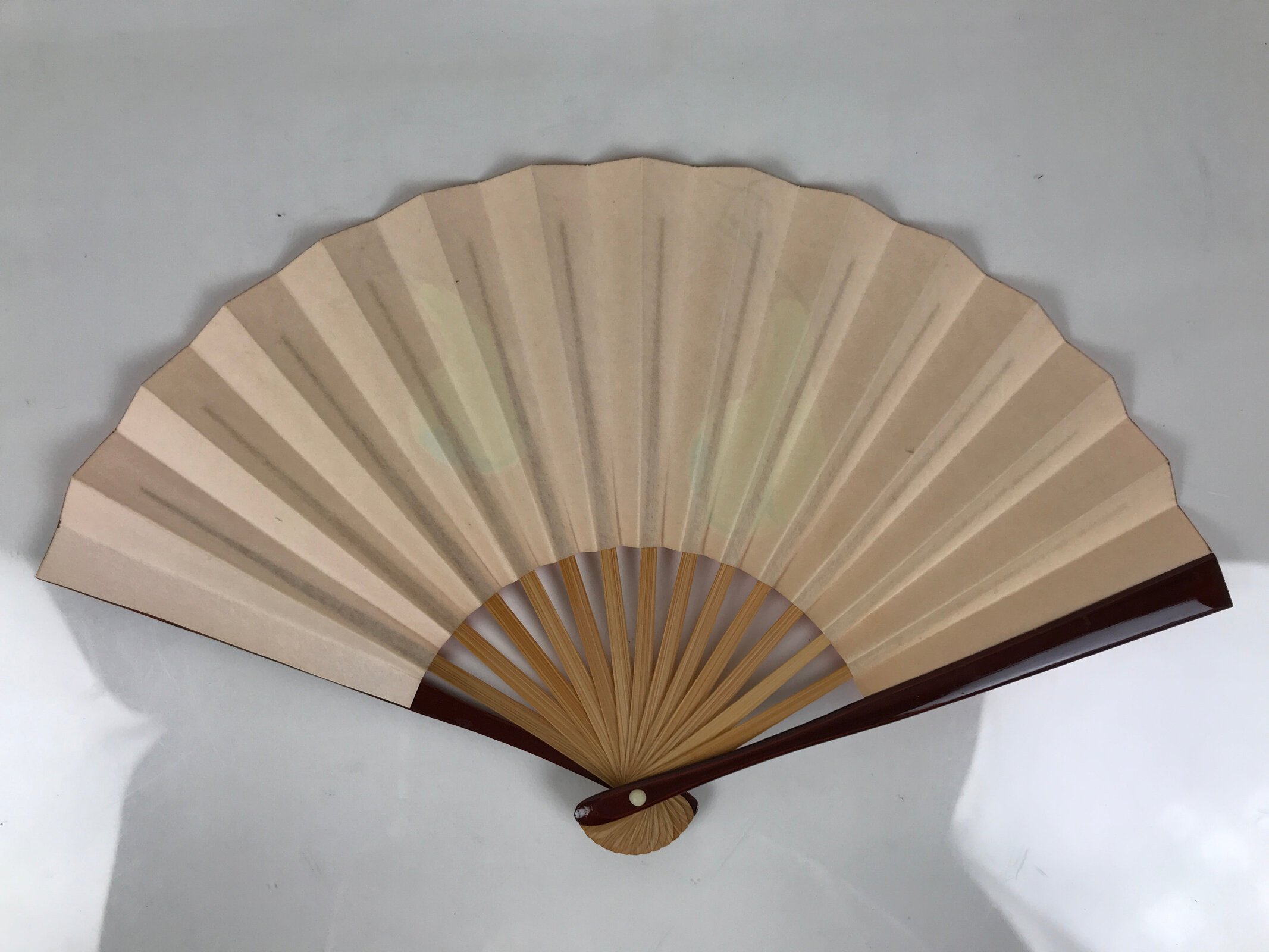 Japanese Miniature Paper Folding Fan Sensu Bamboo Frame Pink White Rabbits 4D964