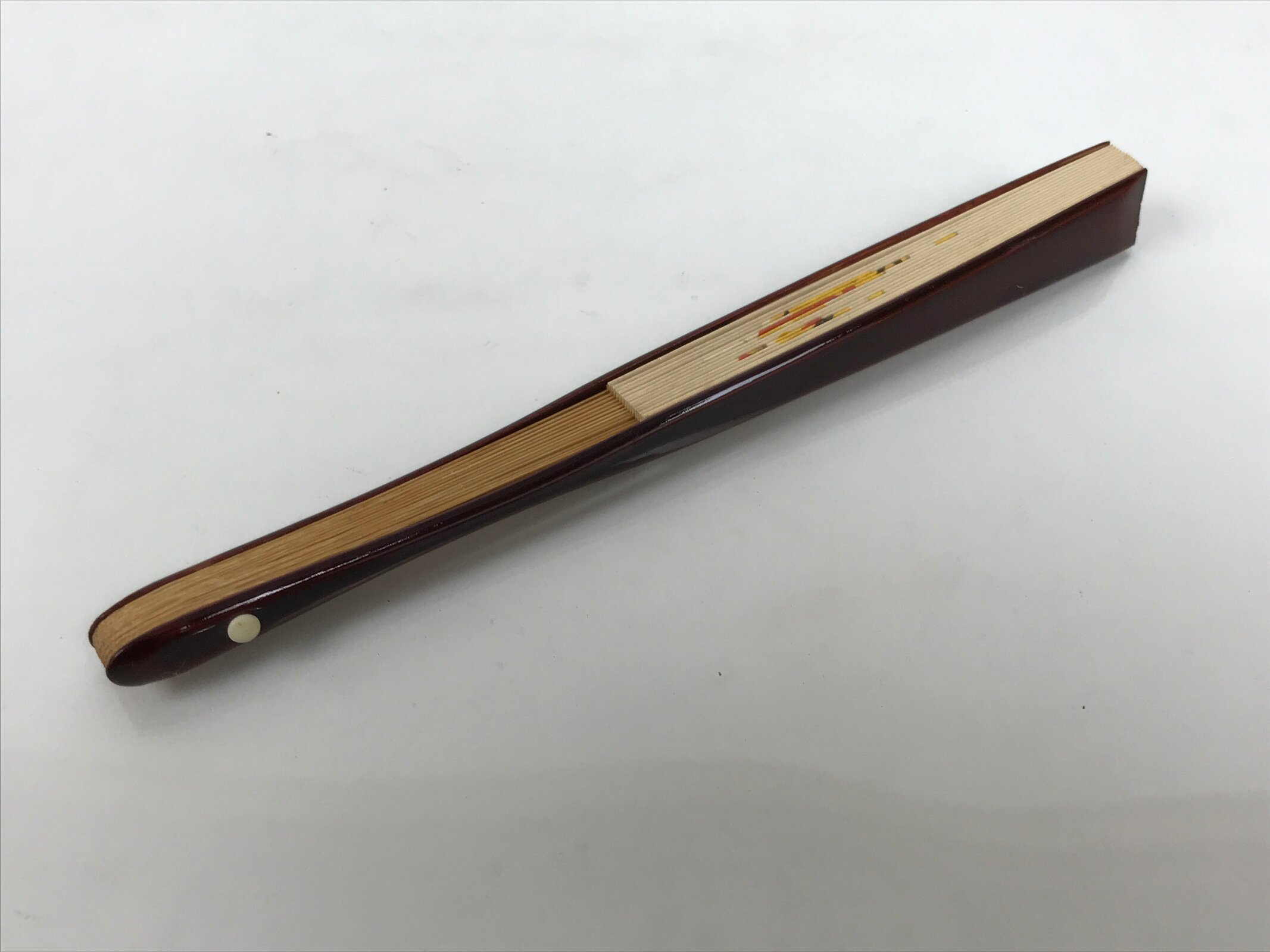 Japanese Miniature Paper Folding Fan Sensu Bamboo Frame Yellow Tiger Toy 4D965