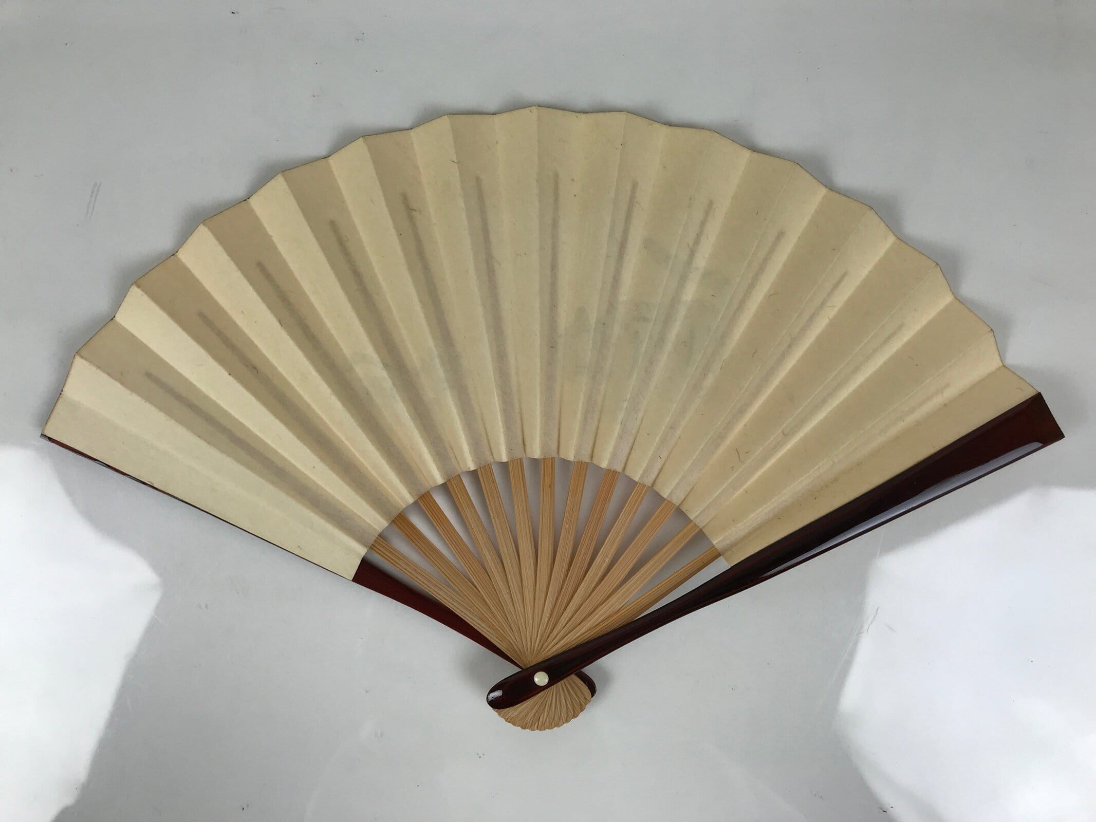 Japanese Miniature Paper Folding Fan Sensu Bamboo Frame Yellow Tiger Toy 4D965