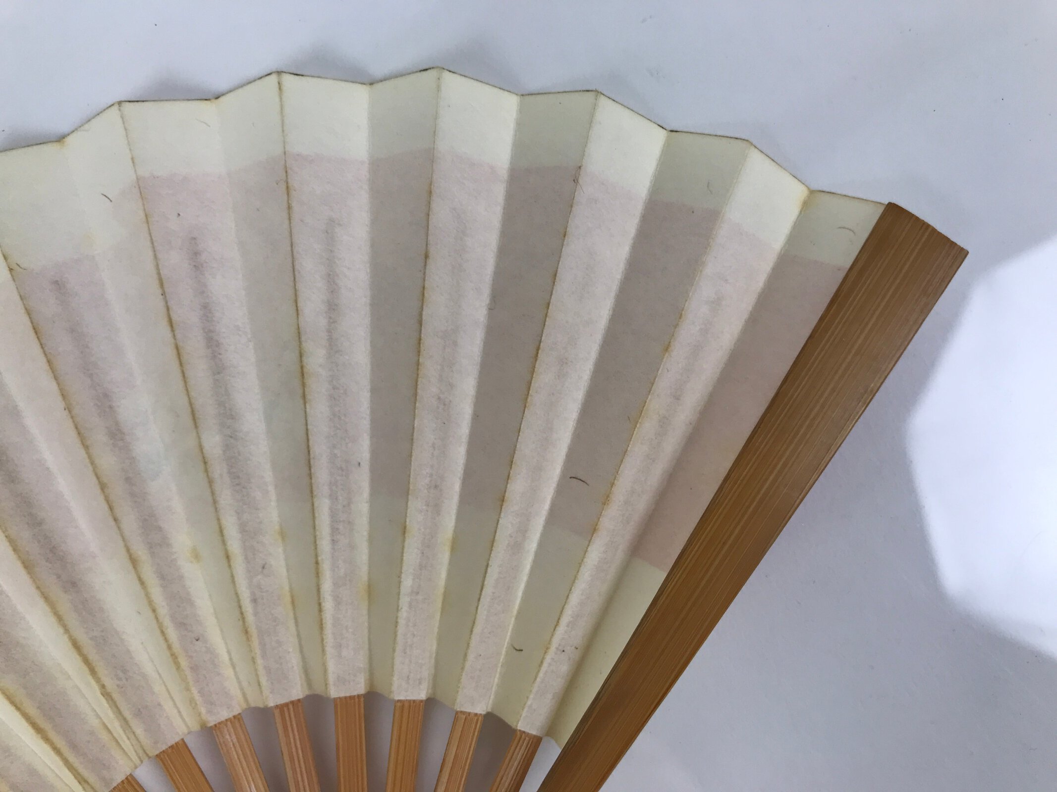 Japanese Miniature Paper Folding Fan Vtg Sensu Bamboo Frame Plum Pine Red 4D970