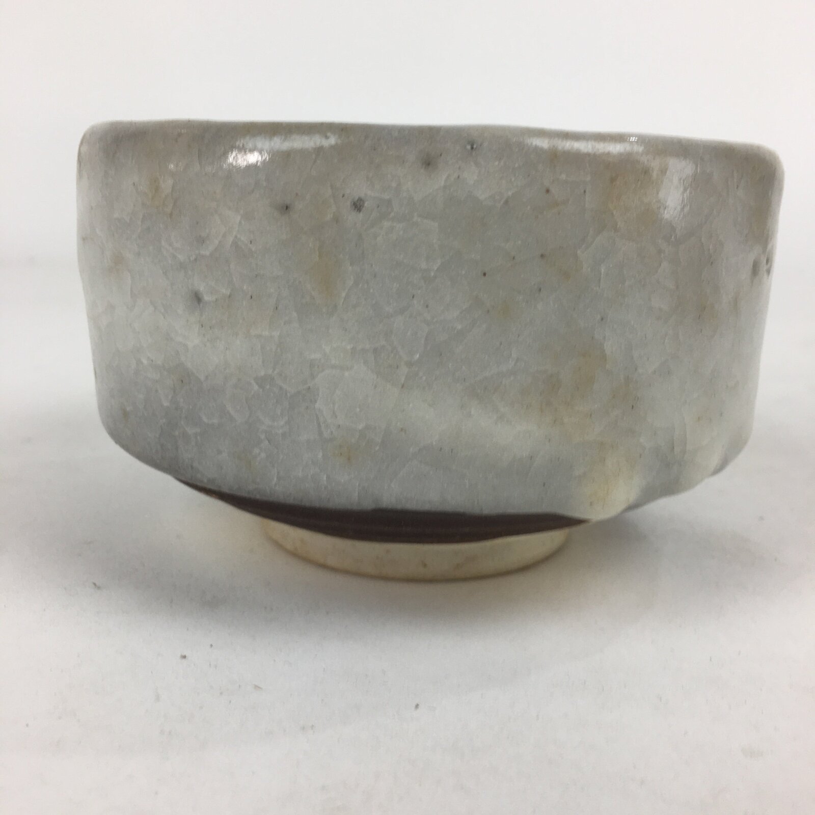 Japanese Mino Ware Ceramic Green Tea Bowl Vtg Chawan Boxed Pottery PX601