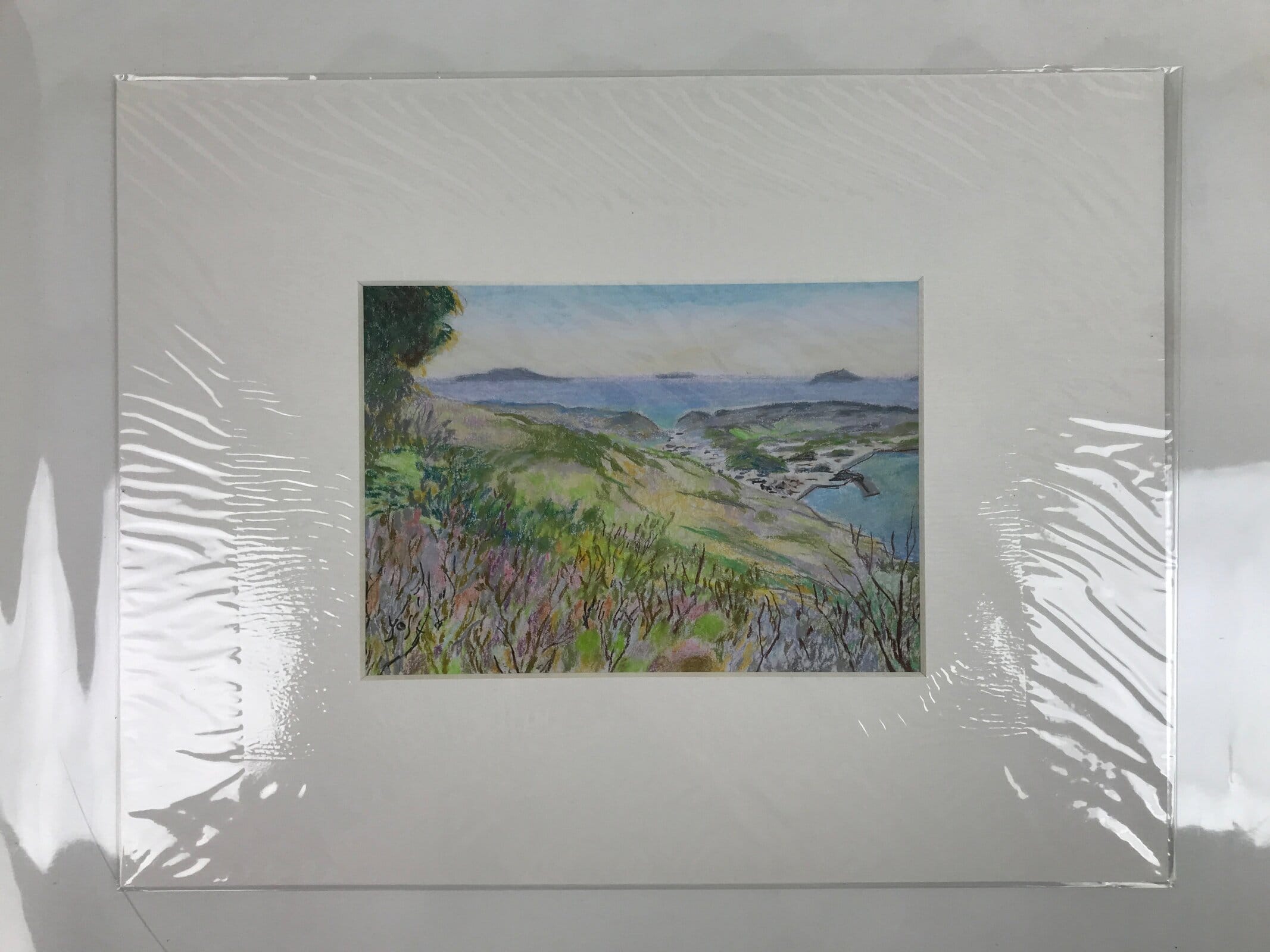 Japanese Mountain Overlook Pastel Drawing Art Signed Yoshihiro Hagino FL311