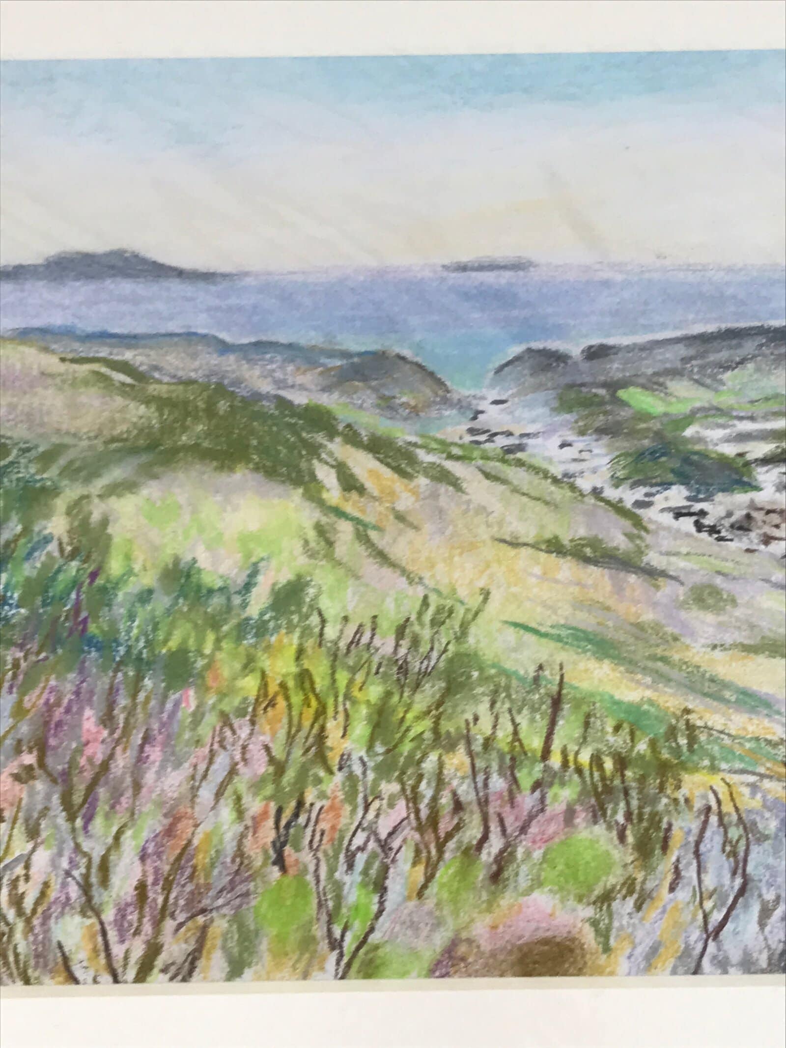 Japanese Mountain Overlook Pastel Drawing Art Signed Yoshihiro Hagino FL311