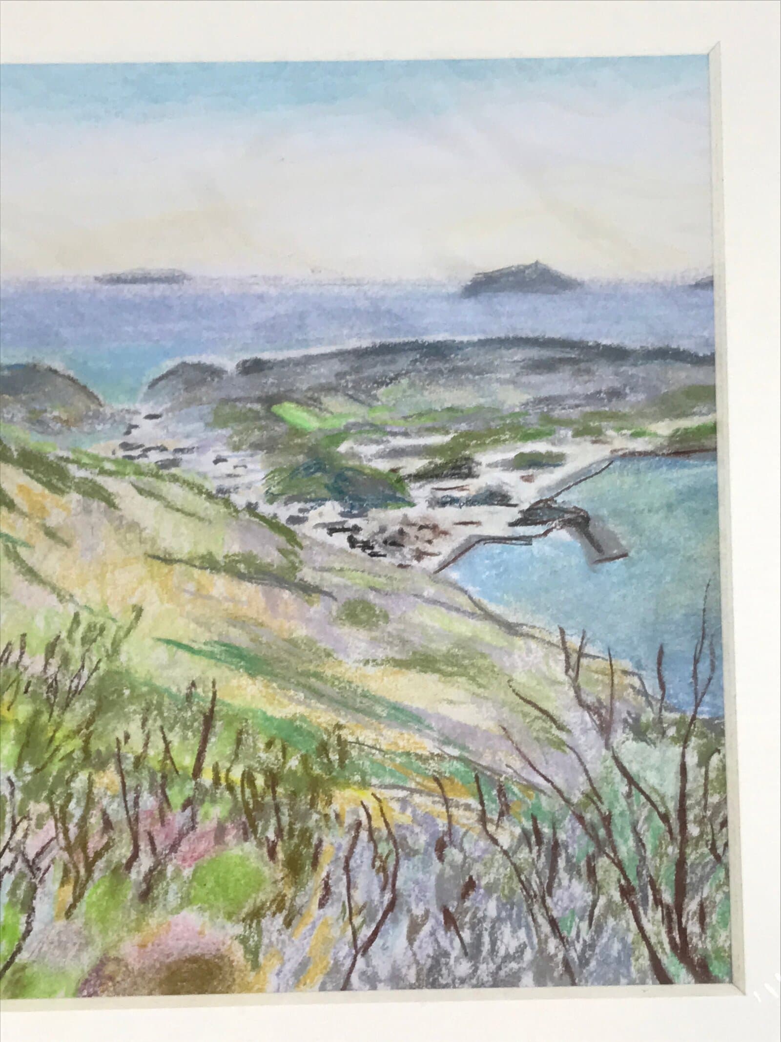 Japanese Mountain Overlook Pastel Drawing Art Signed Yoshihiro Hagino FL311