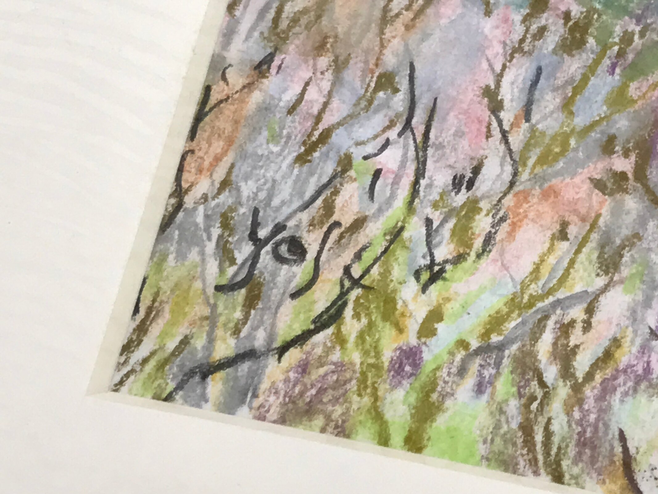 Japanese Mountain Overlook Pastel Drawing Art Signed Yoshihiro Hagino FL311