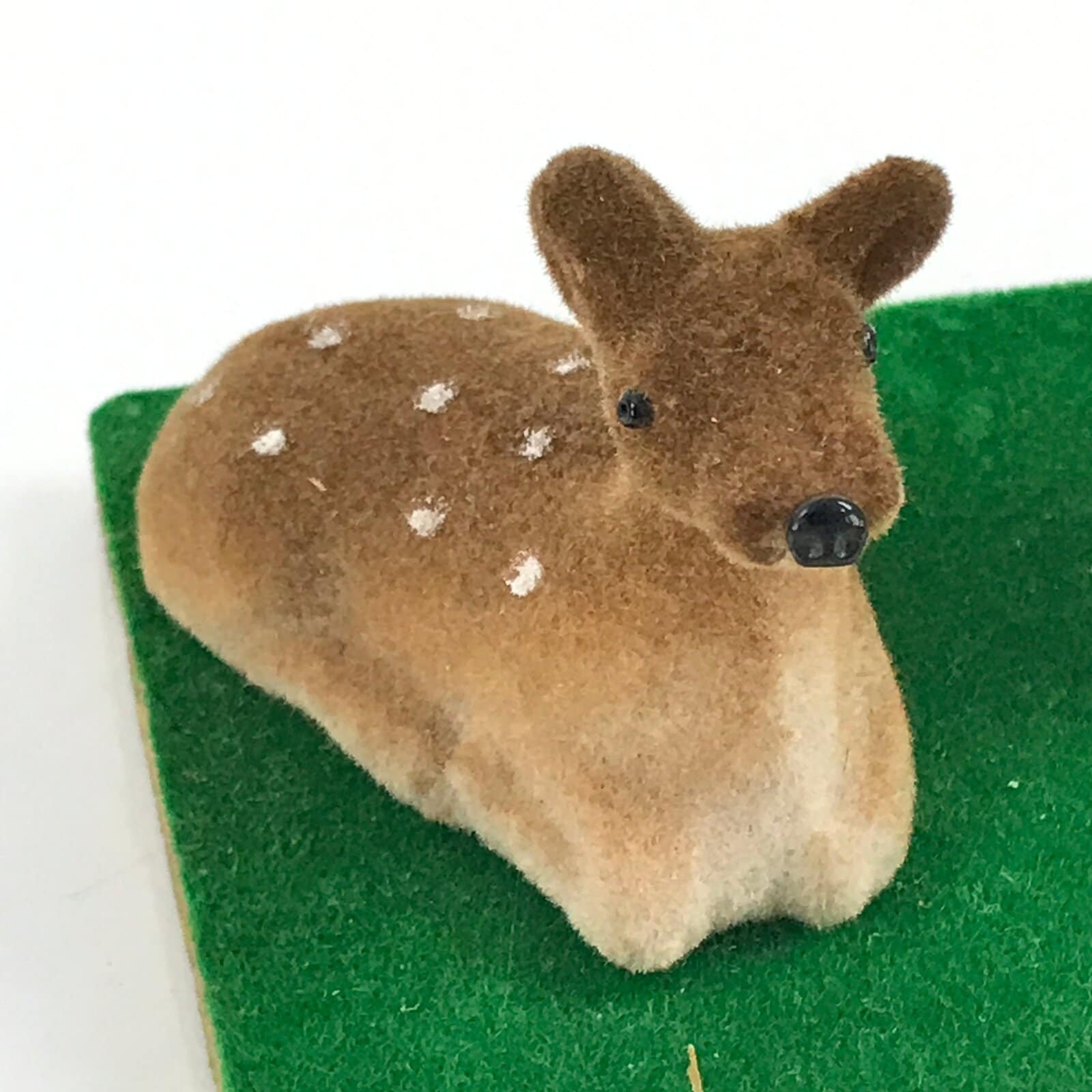 Japanese Nara Deer Park Souvenir Figurine Vtg Brown Green Wood Stand KF694