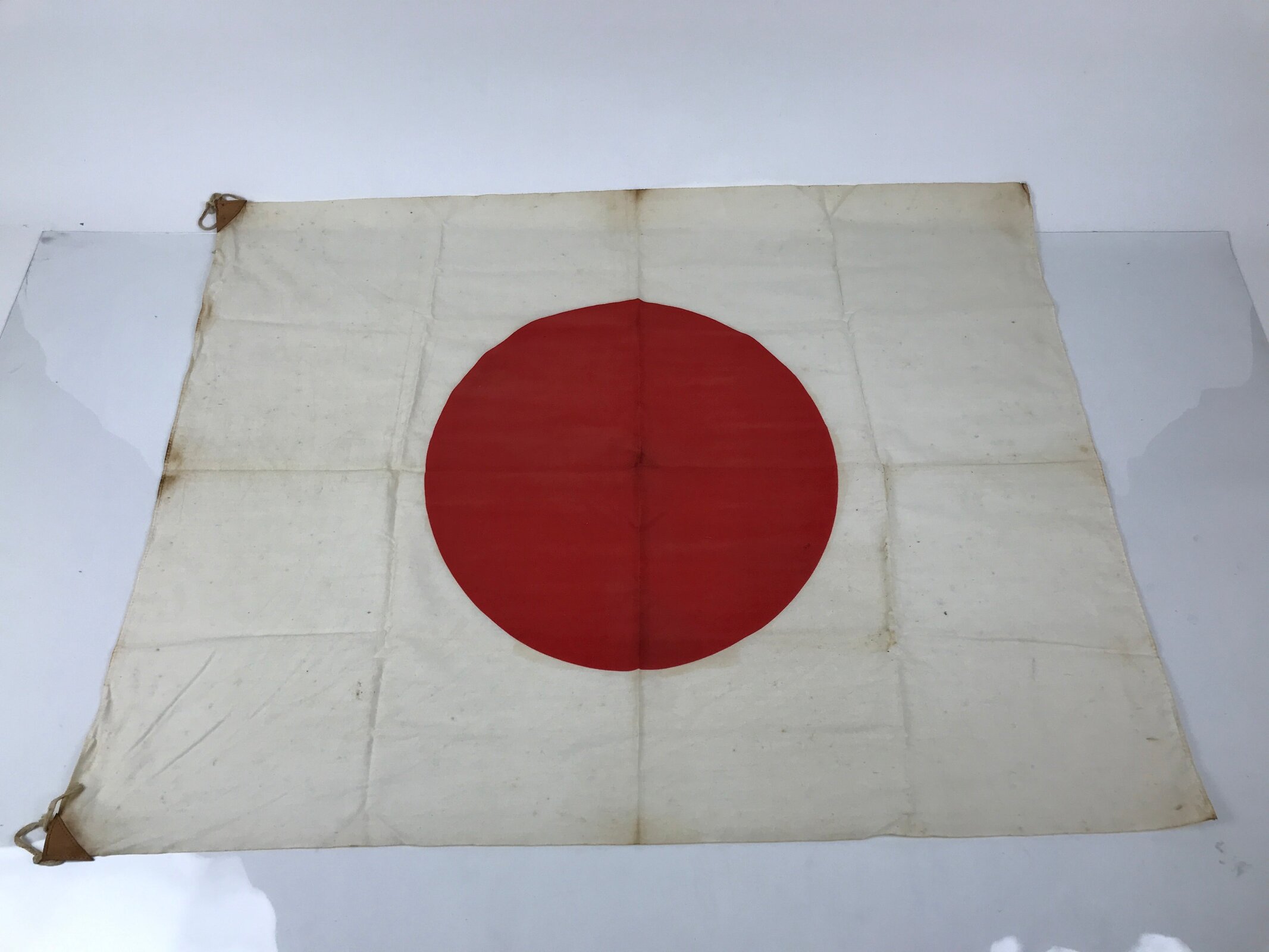 Japanese National Flag w/Pole Vtg Hinomaru Red White Fabric Storage Case JK934
