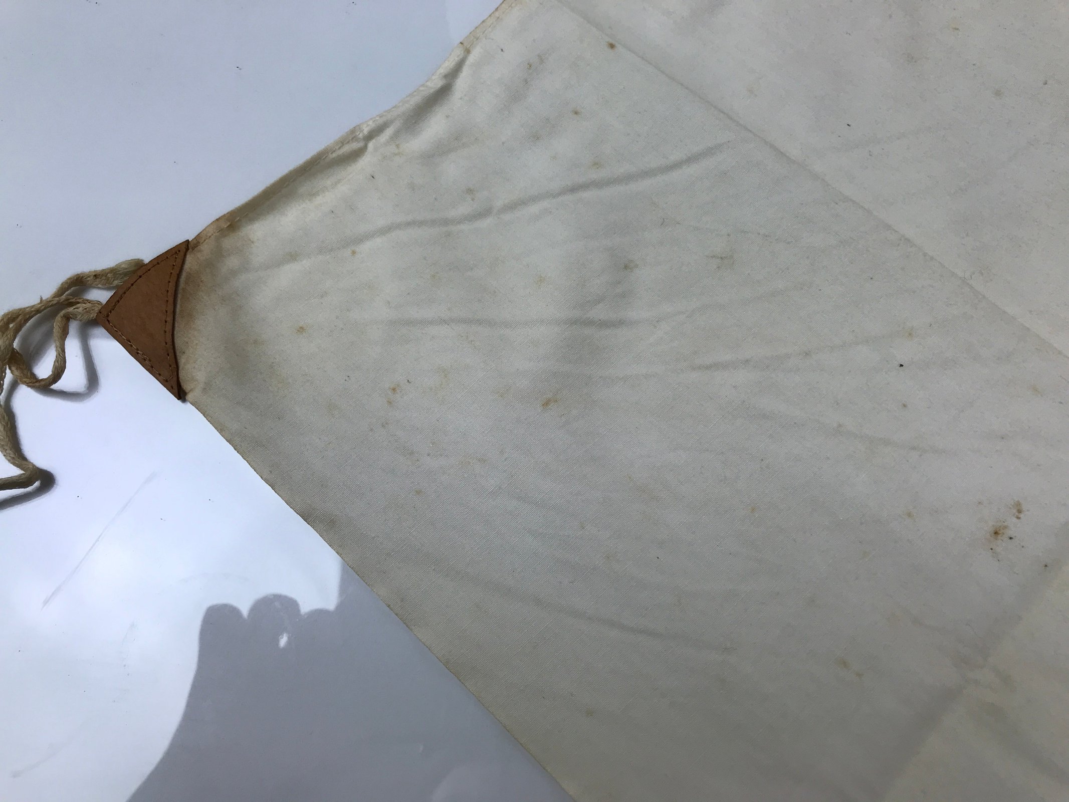 Japanese National Flag w/Pole Vtg Hinomaru Red White Fabric Storage Case JK934