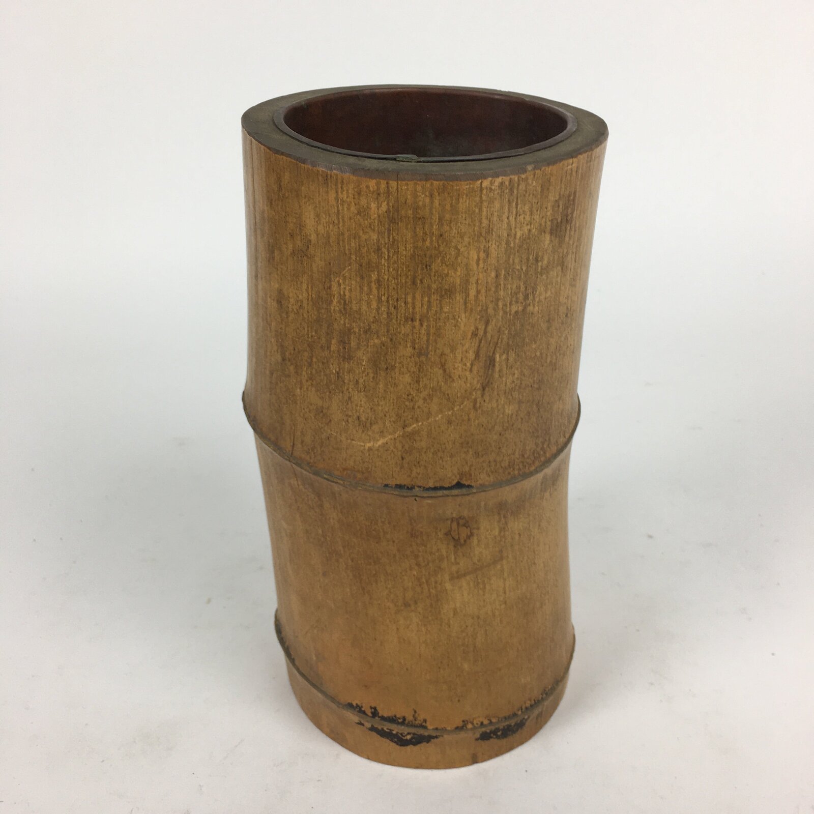 Japanese Natural Bamboo Flower Vase Vtg Ikebana Arrangement Kabin FV953