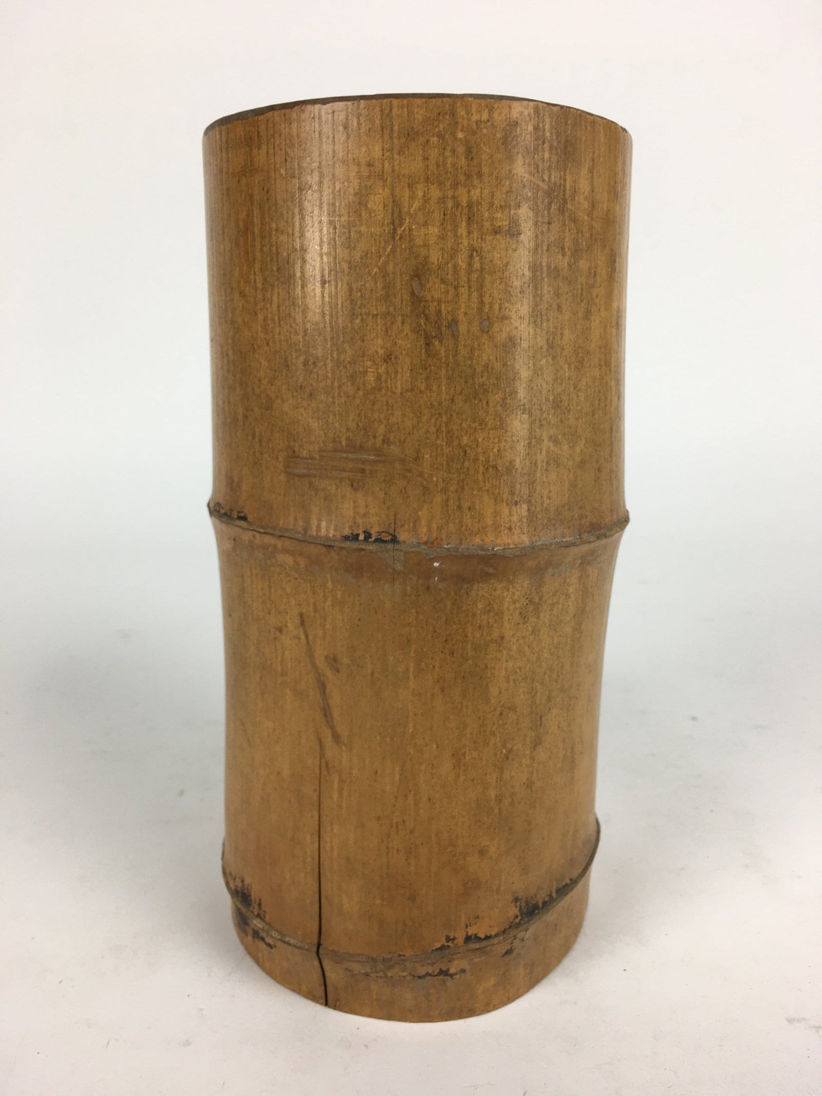 Japanese Natural Bamboo Flower Vase Vtg Ikebana Arrangement Kabin FV953