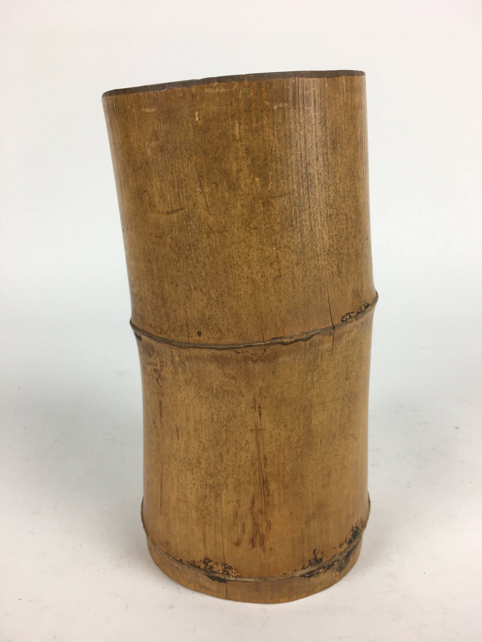 Japanese Natural Bamboo Flower Vase Vtg Ikebana Arrangement Kabin FV953