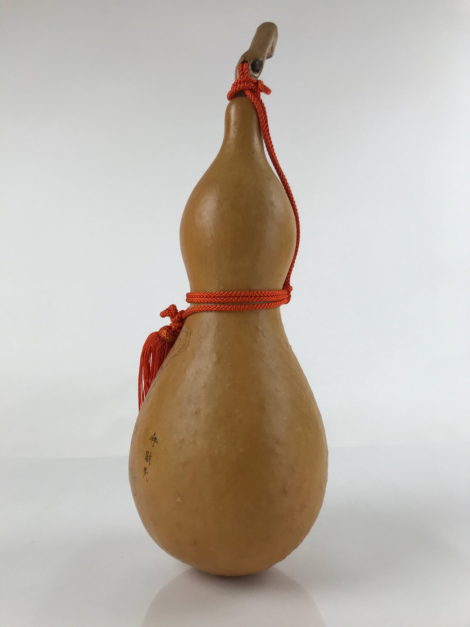 Japanese Natural Hyotan Gourd Vtg Sake Bottle Benzaiten Seven Lucky Gods G266
