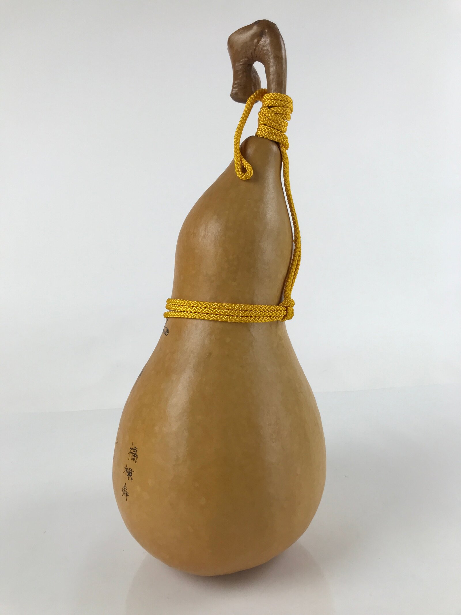 Japanese Natural Hyotan Gourd Vtg Sake Bottle Jurojin Seven Lucky Gods Lid G264