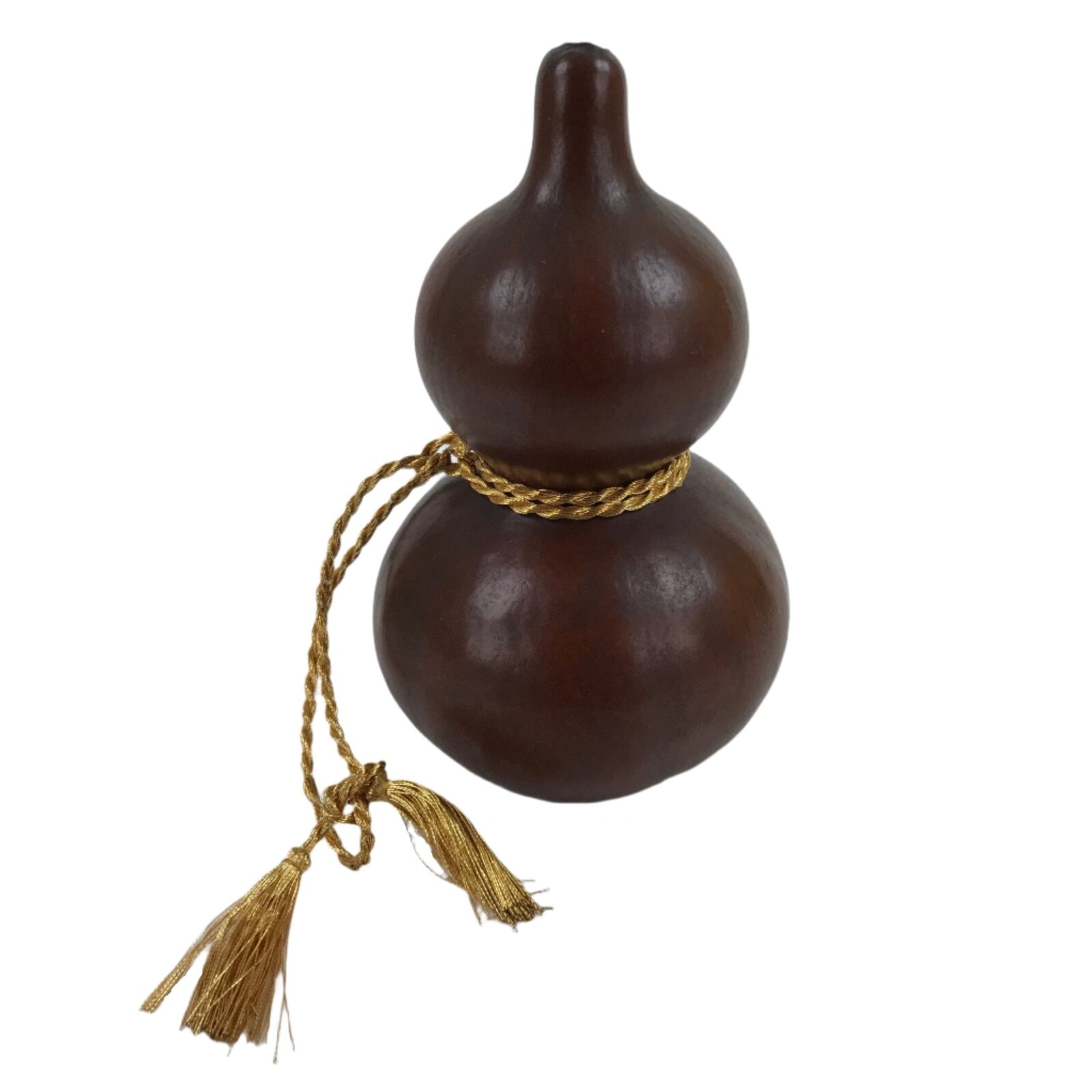 Japanese Natural Hyotan Gourd Vtg Sake Bottle Lucky Charm Calabash Gold G270