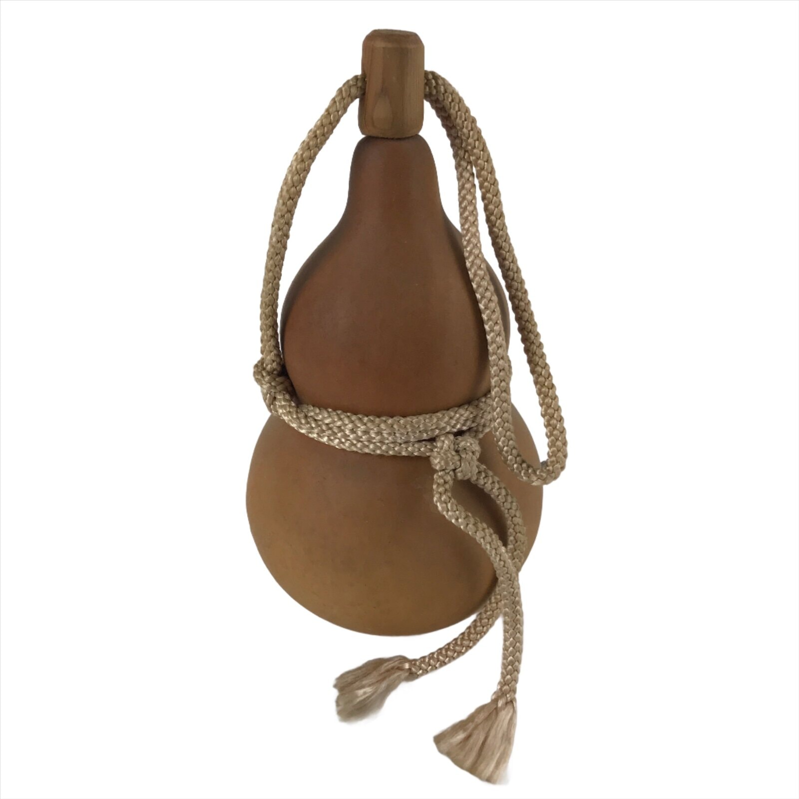 Japanese Natural Hyotan Gourd Vtg Sake Bottle Lucky Charm Calabash Lidded G259