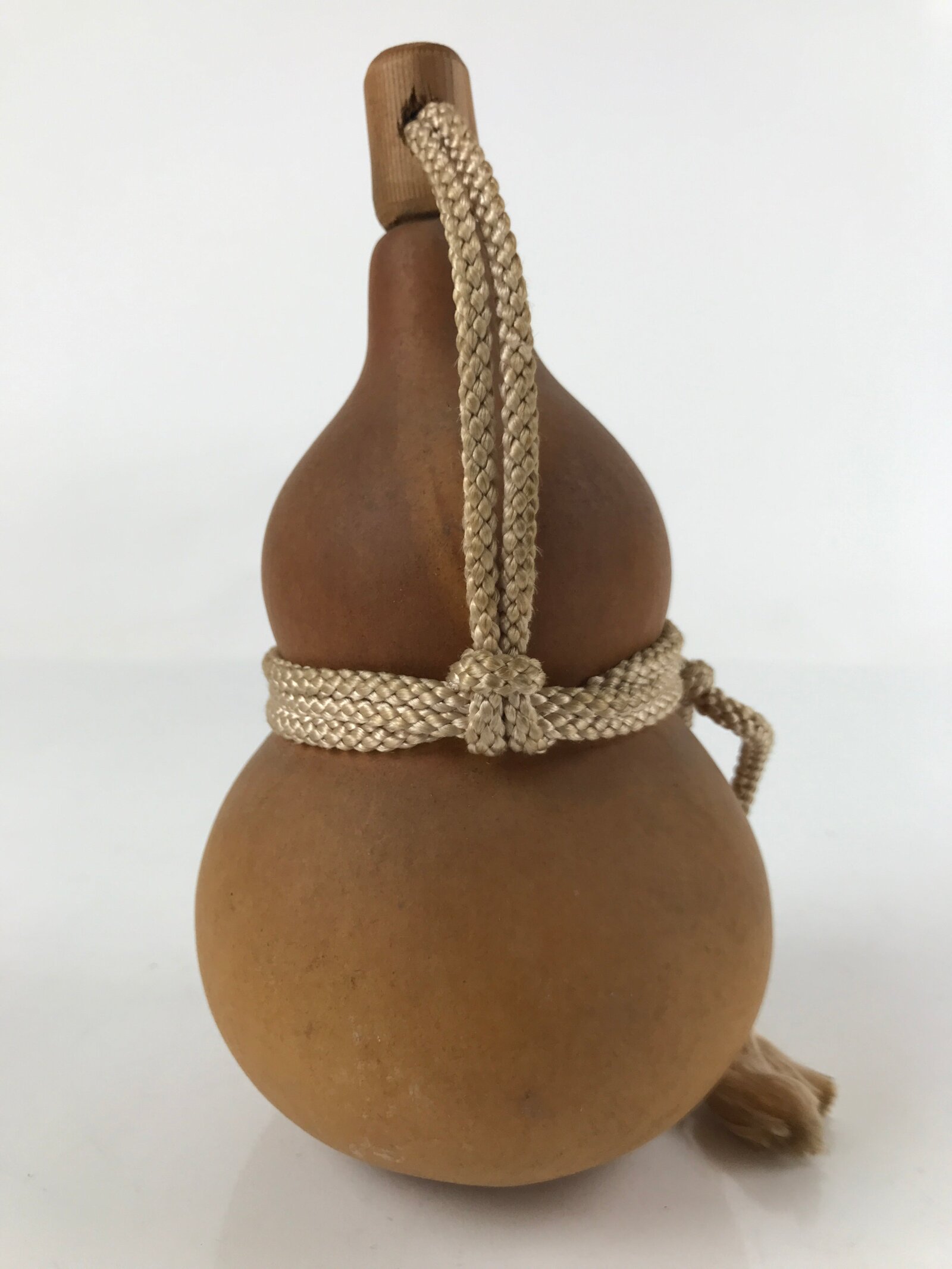 Japanese Natural Hyotan Gourd Vtg Sake Bottle Lucky Charm Calabash Lidded G259