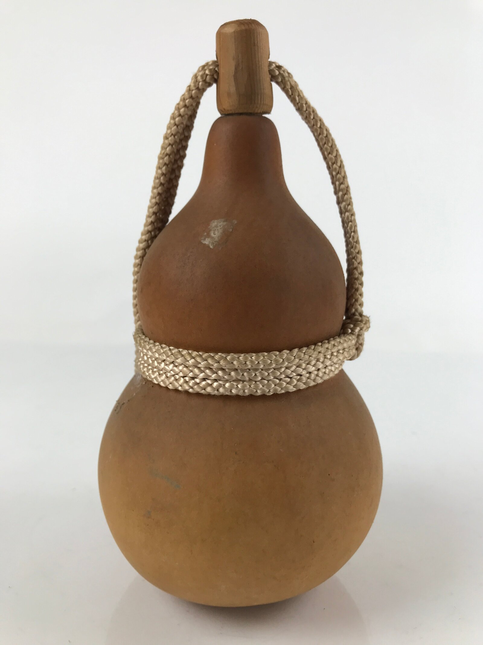 Japanese Natural Hyotan Gourd Vtg Sake Bottle Lucky Charm Calabash Lidded G259