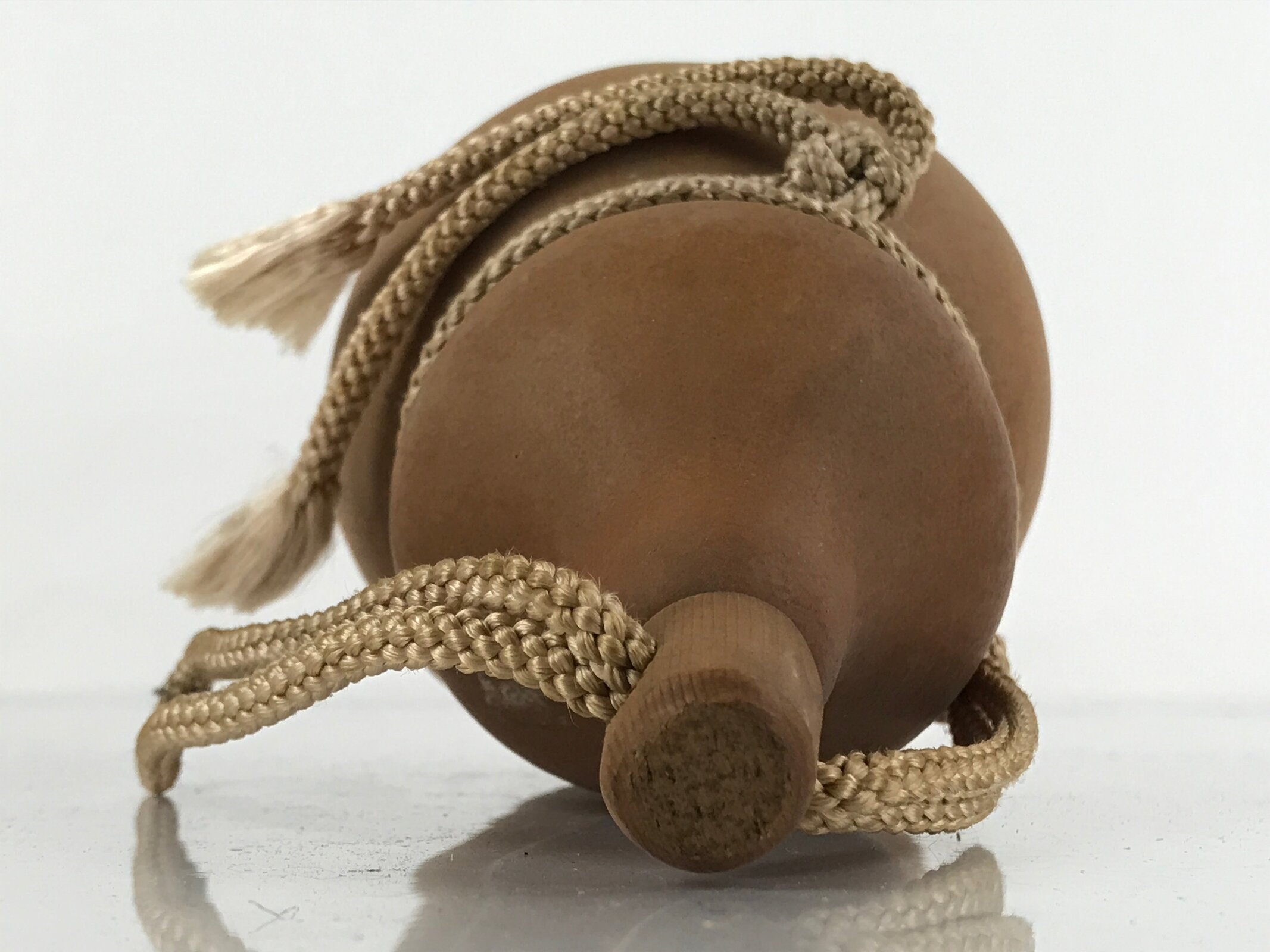 Japanese Natural Hyotan Gourd Vtg Sake Bottle Lucky Charm Calabash Lidded G259