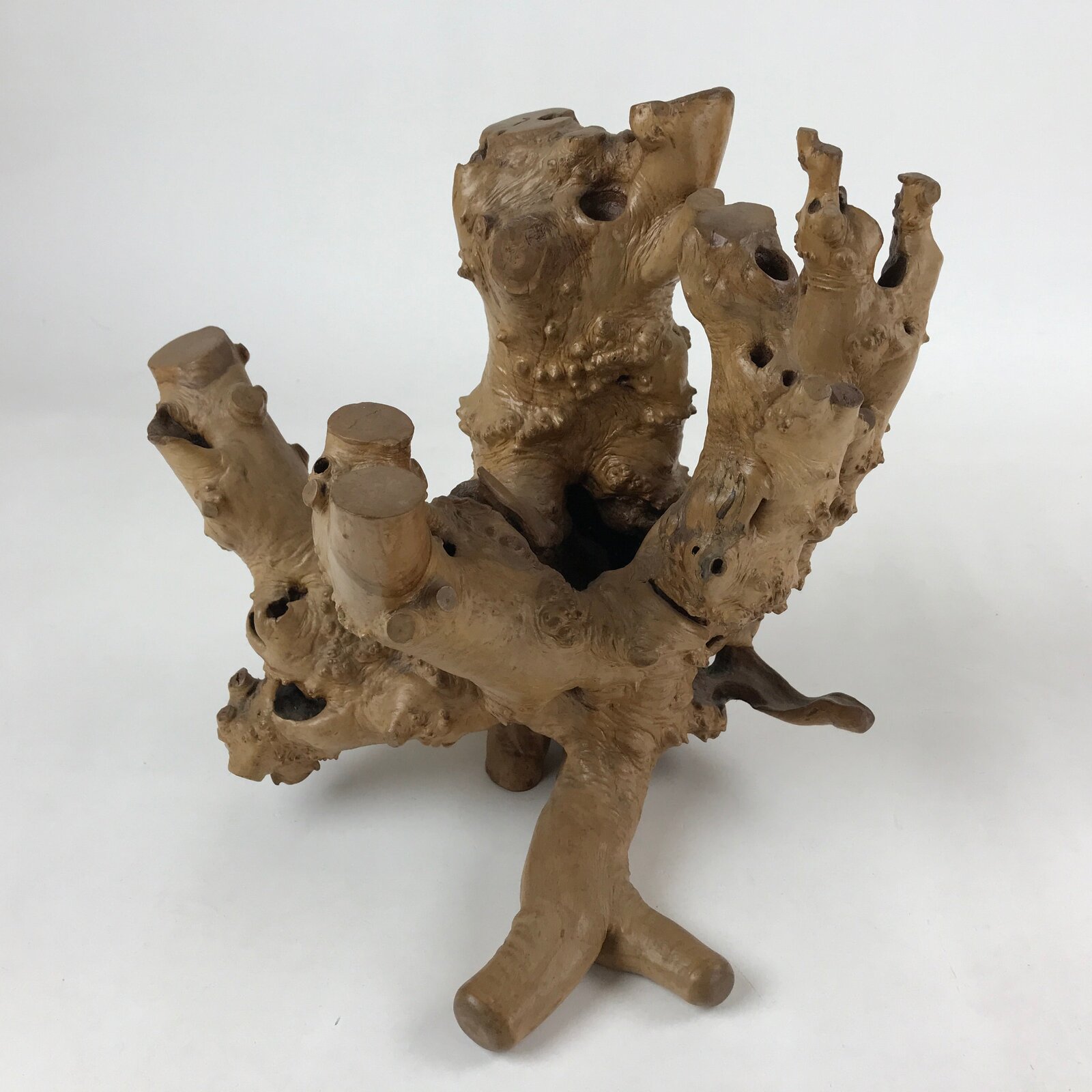 Japanese Natural Wooden Ikebana Display Stand Vtg Unique Flower Vase Kadai WT490