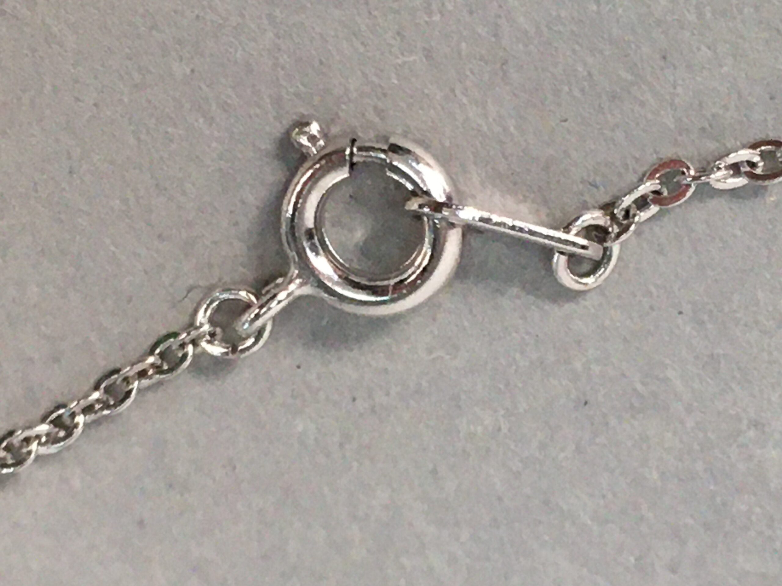 Japanese Necklace Cloisonne Oval Pendant Vtg Metal Glass Blue Silver JK54