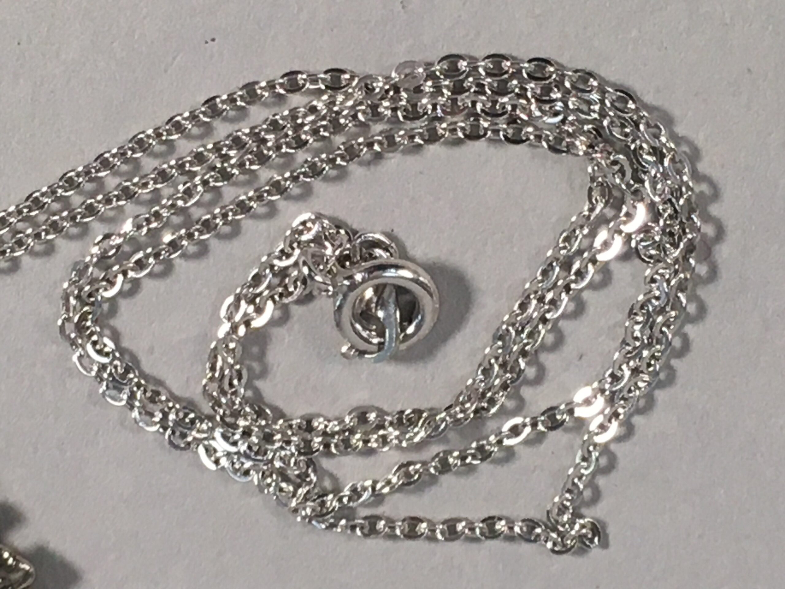 Japanese Necklace Cloisonne Oval Pendant Vtg Metal Glass Blue Silver JK54